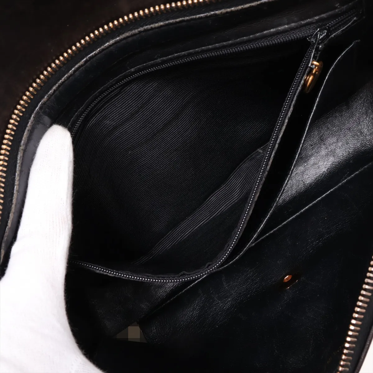 Matelassé Lambskin Chain Backpack, Black with Gold Hardware, 3961082, Series 3 — view 9