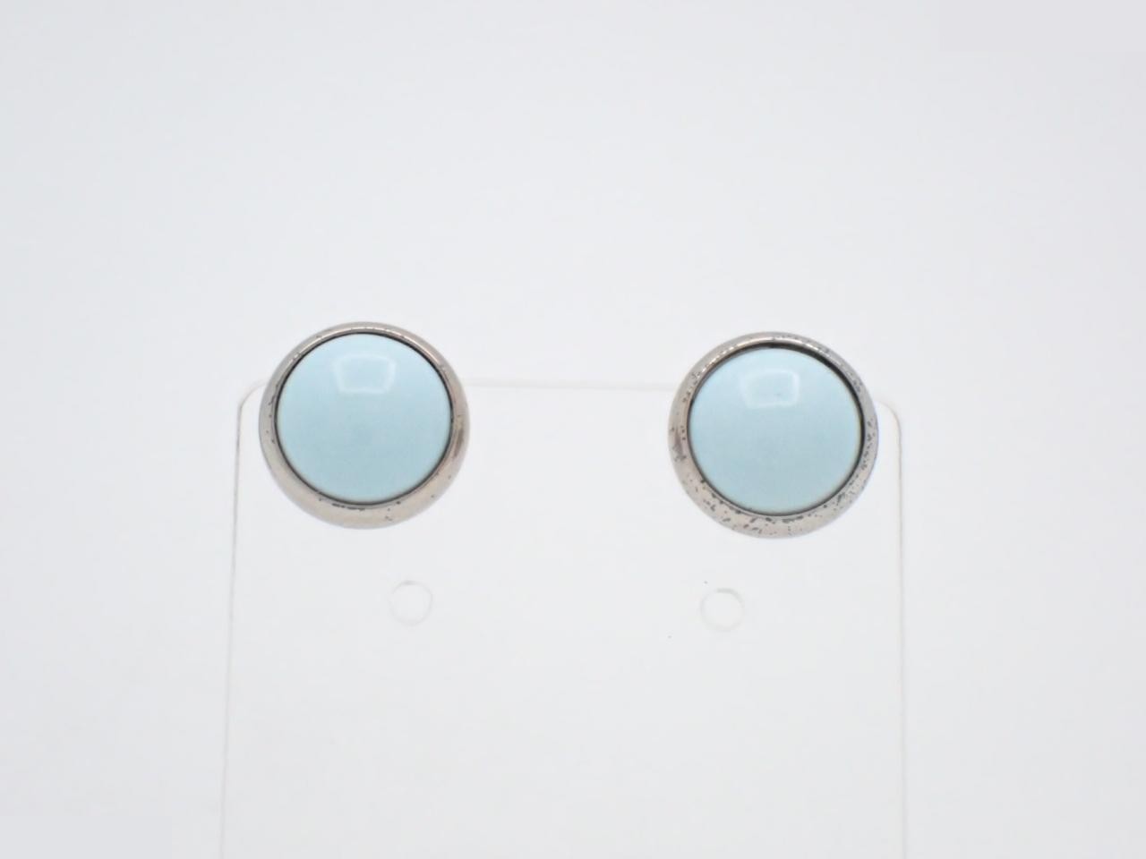Ex-Libris earrings, blue and silver.