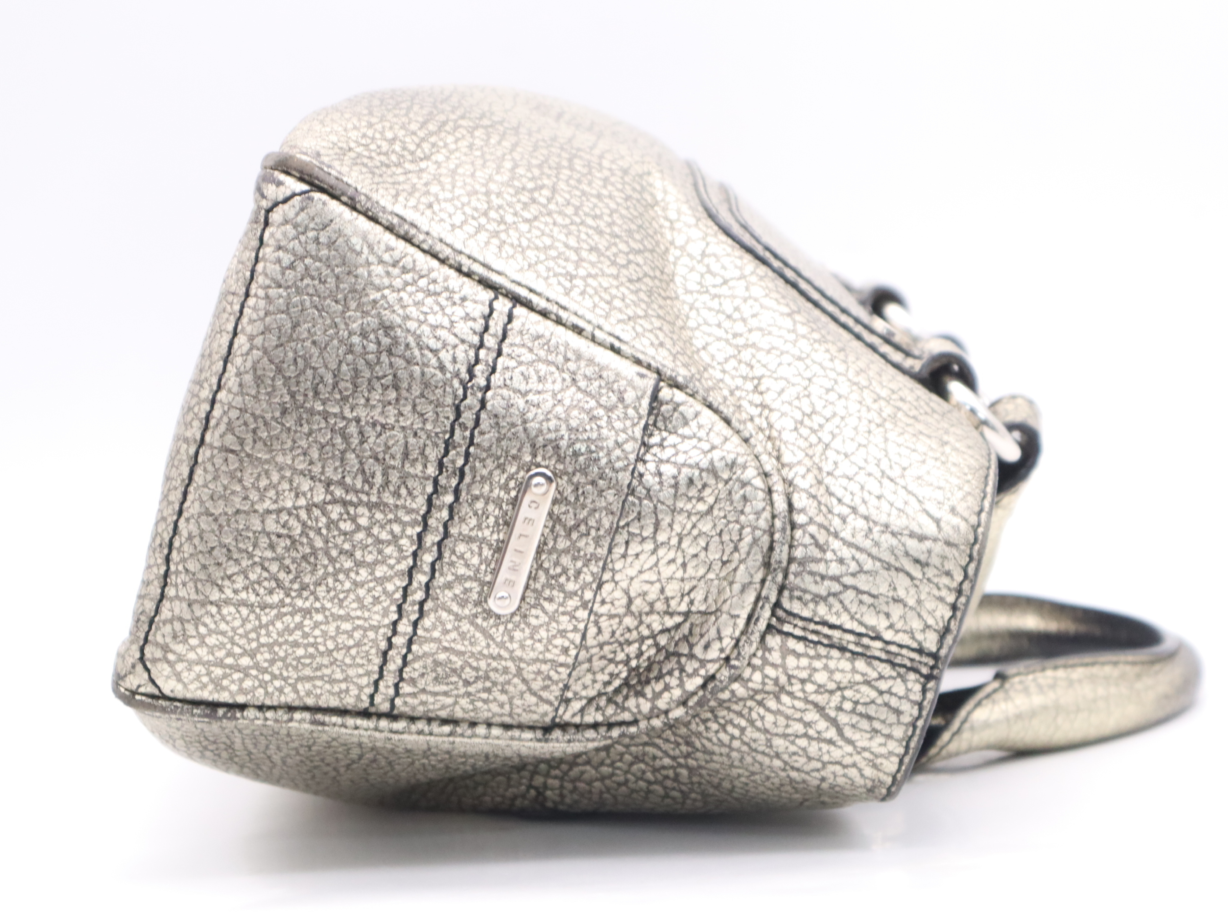 Leather Boogie Bag, Metallic Gold, Silver Hardware, with Dust Bag, Handbag — view 5