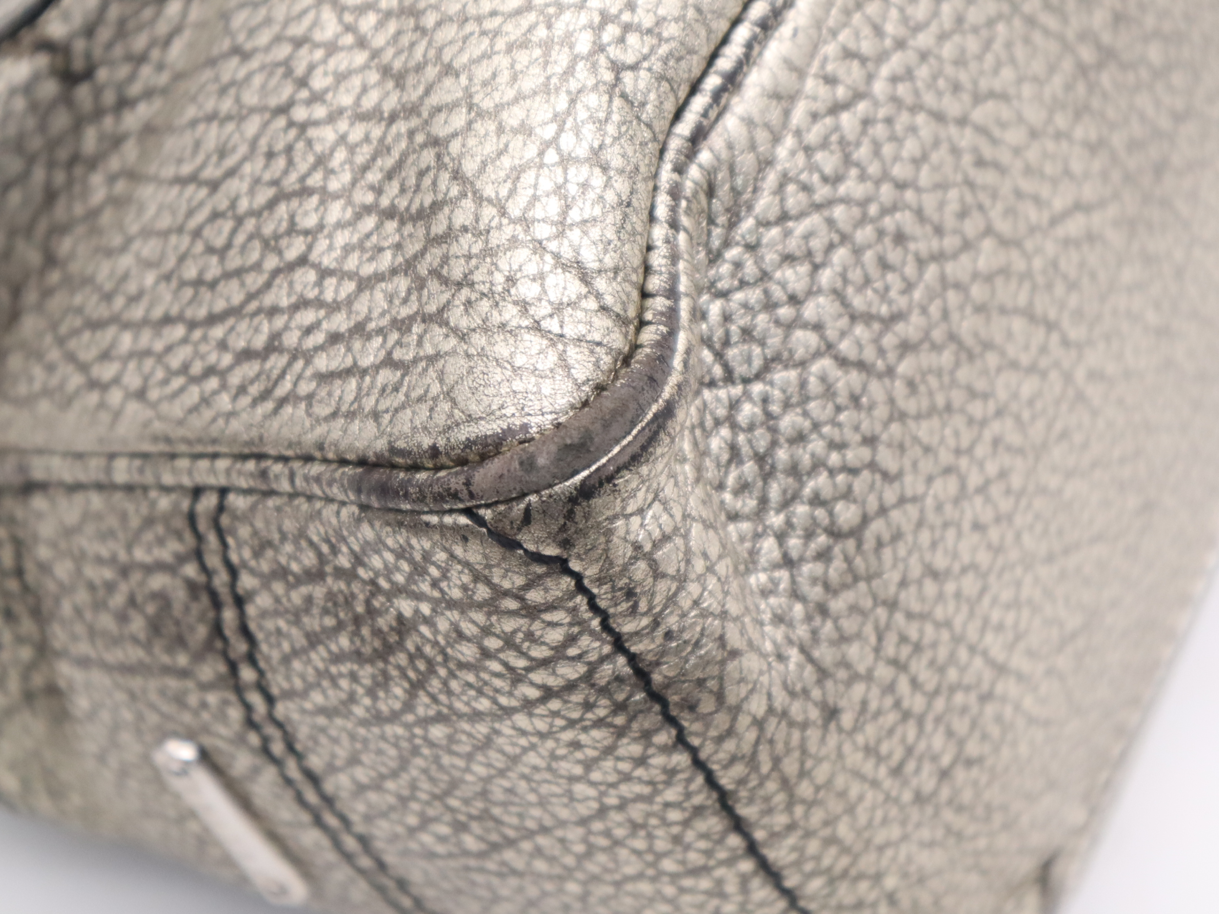 Leather Boogie Bag, Metallic Gold, Silver Hardware, with Dust Bag, Handbag — view 10