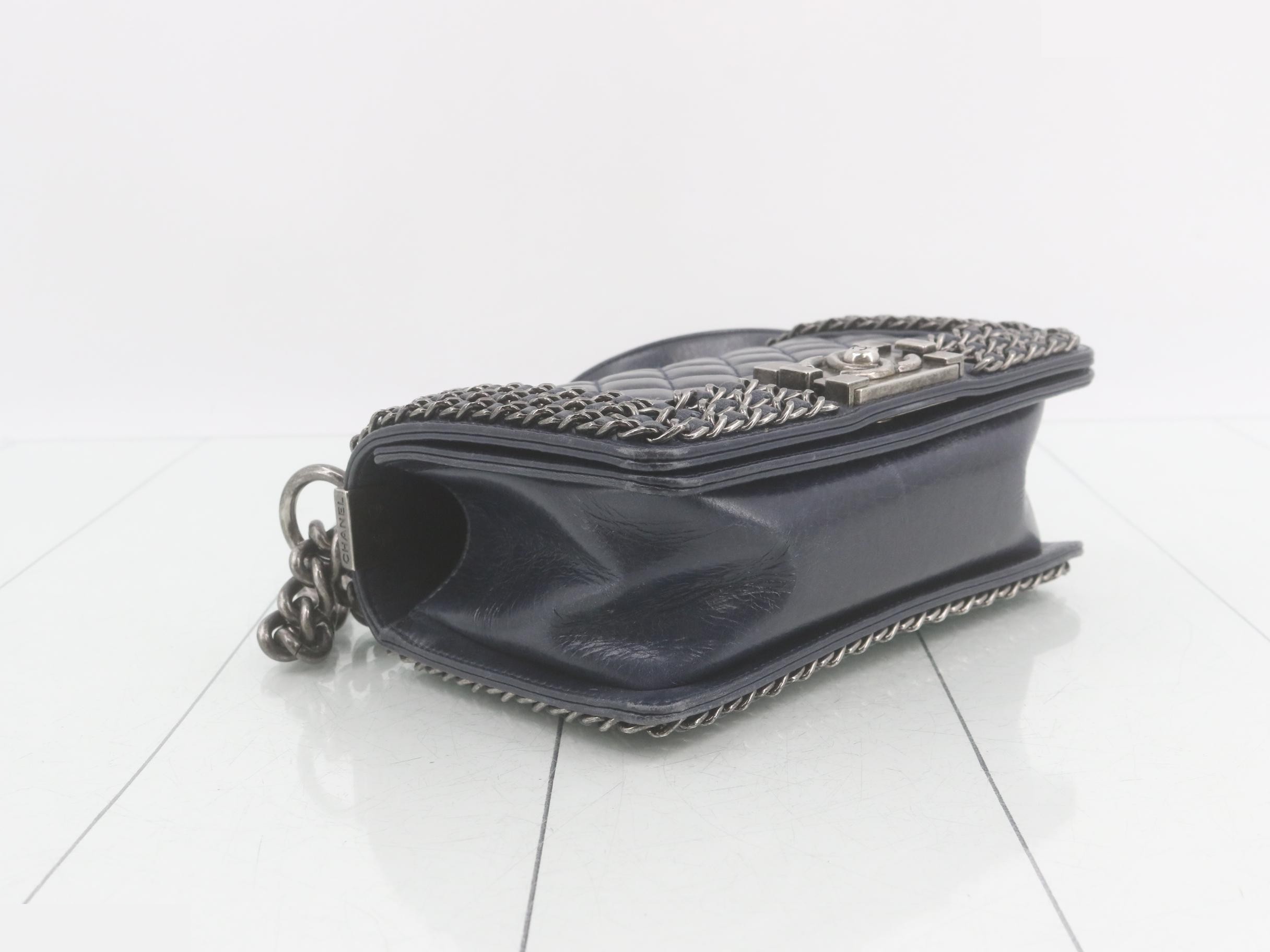 Boy Chanel Leather Coco Mark Chain Shoulder Bag — view 5