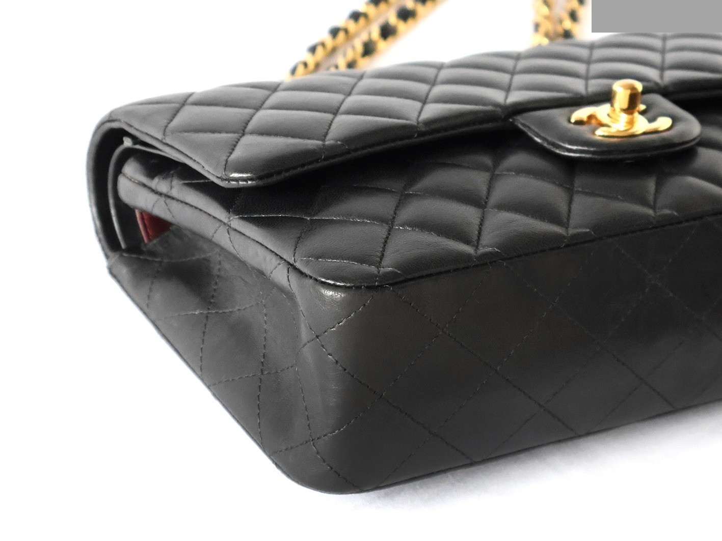 Matelassé 25 Lambskin Double Flap Double Chain Shoulder Bag, Black — view 3