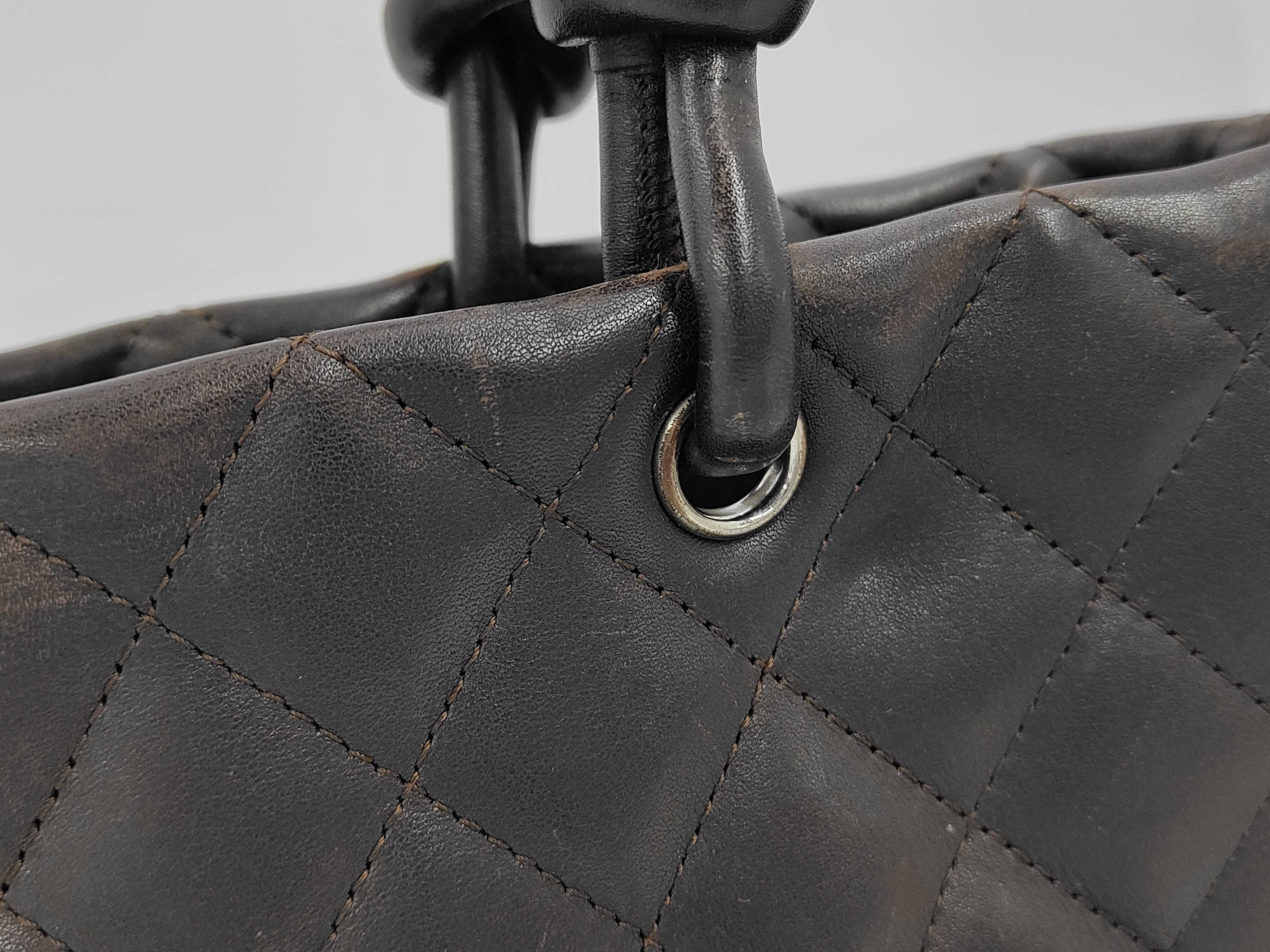 Cambon Line Lambskin Handbag, Brown, Silver Hardware, 10089495 (Serial Number in the 10s) — view 4