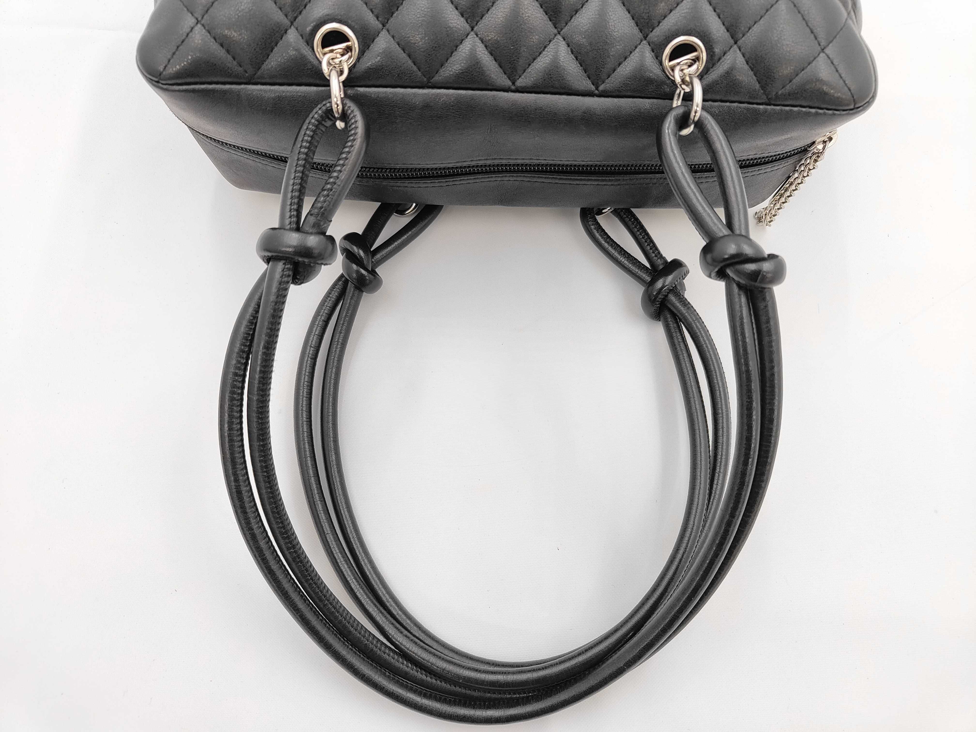 Bowling Bag, Cambon Line, Calfskin, Black, Silver Hardware, A25171, Shoulder Bag — view 3