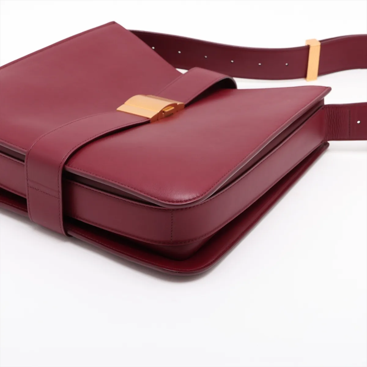 Marie Leather Shoulder Bag, Bordeaux — view 3