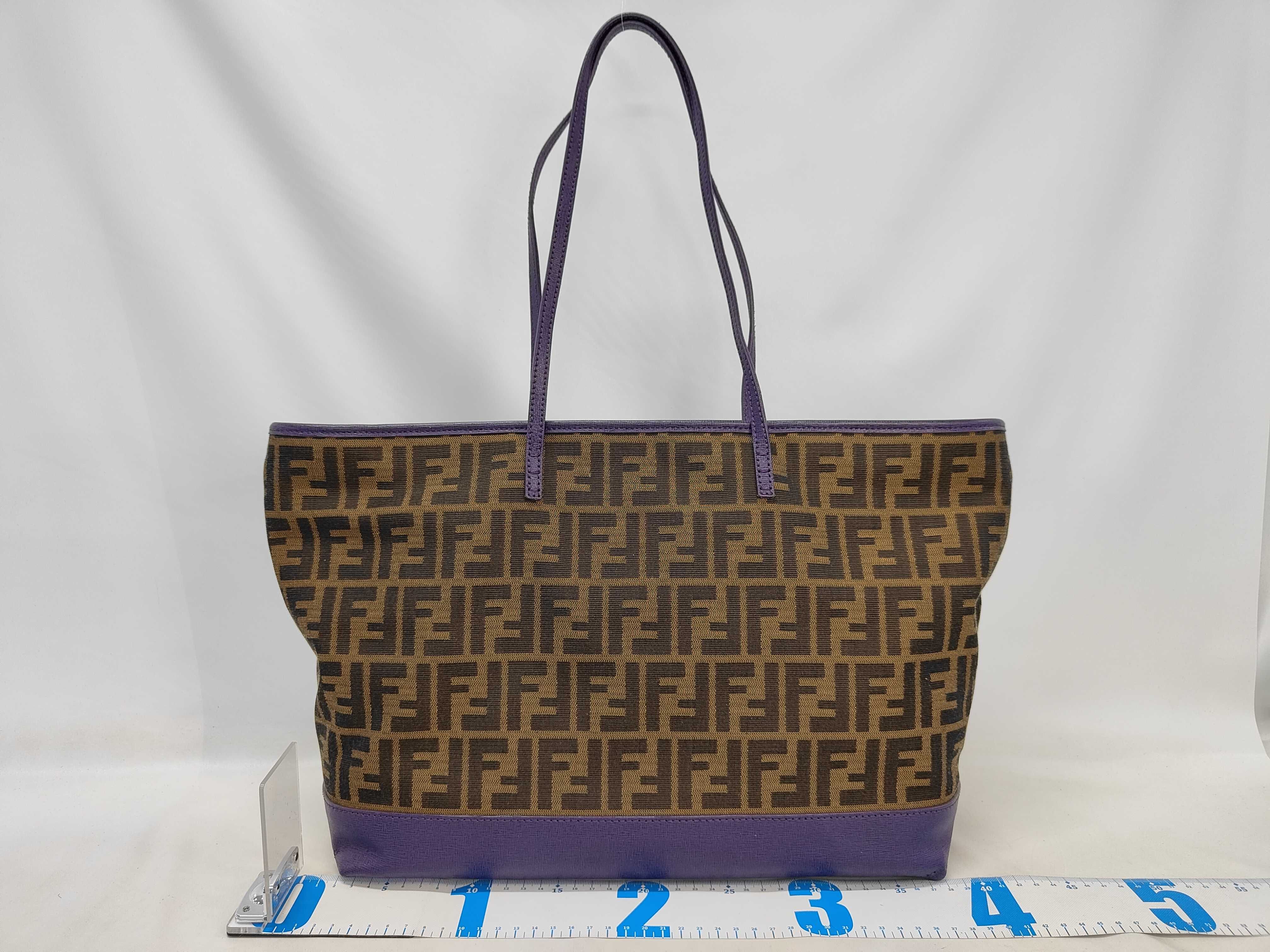 Zucca Canvas x PVC Tote Bag, Brown x Purple, 8BH185 — view 2