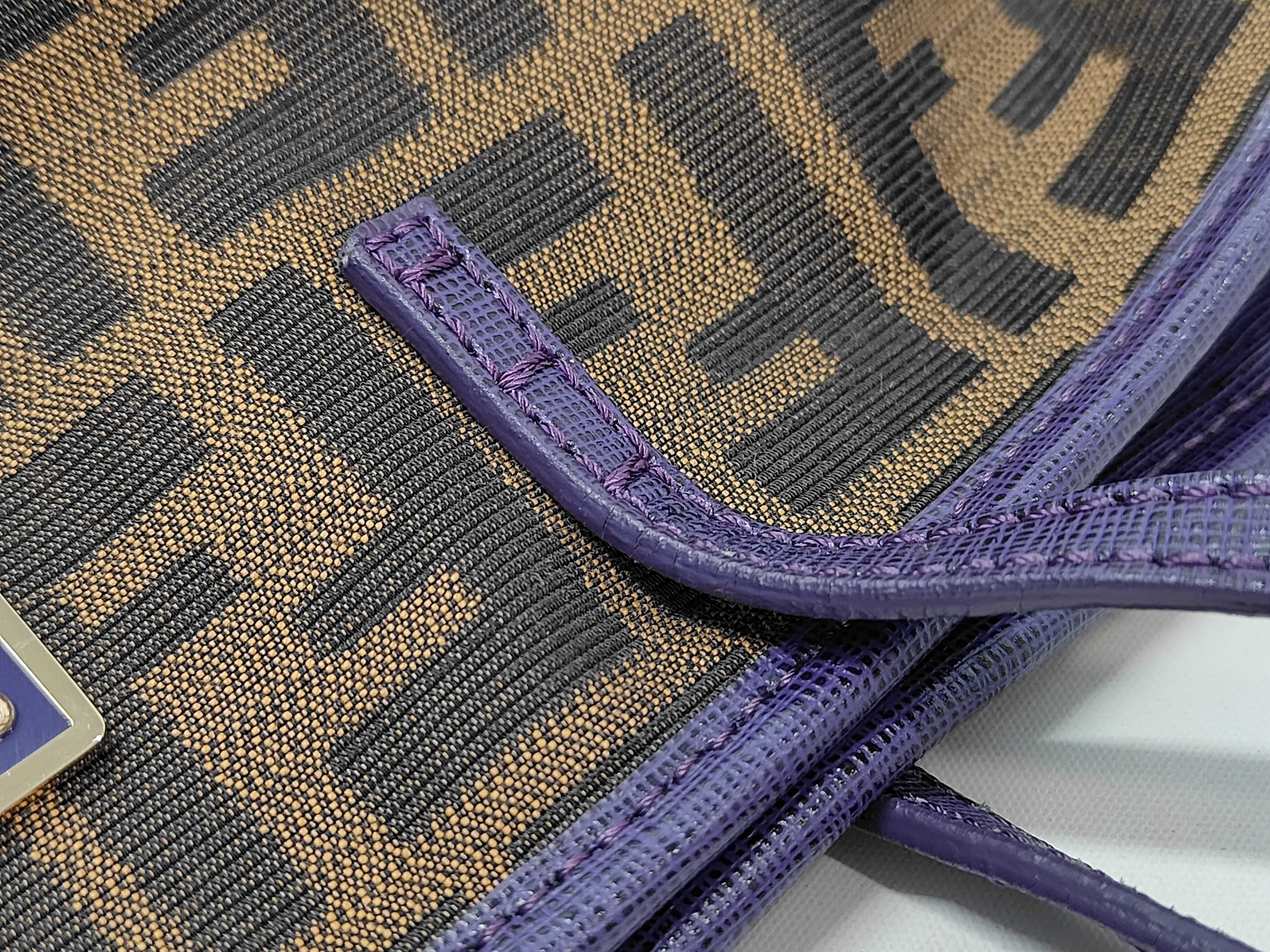 Zucca Canvas x PVC Tote Bag, Brown x Purple, 8BH185 — view 5