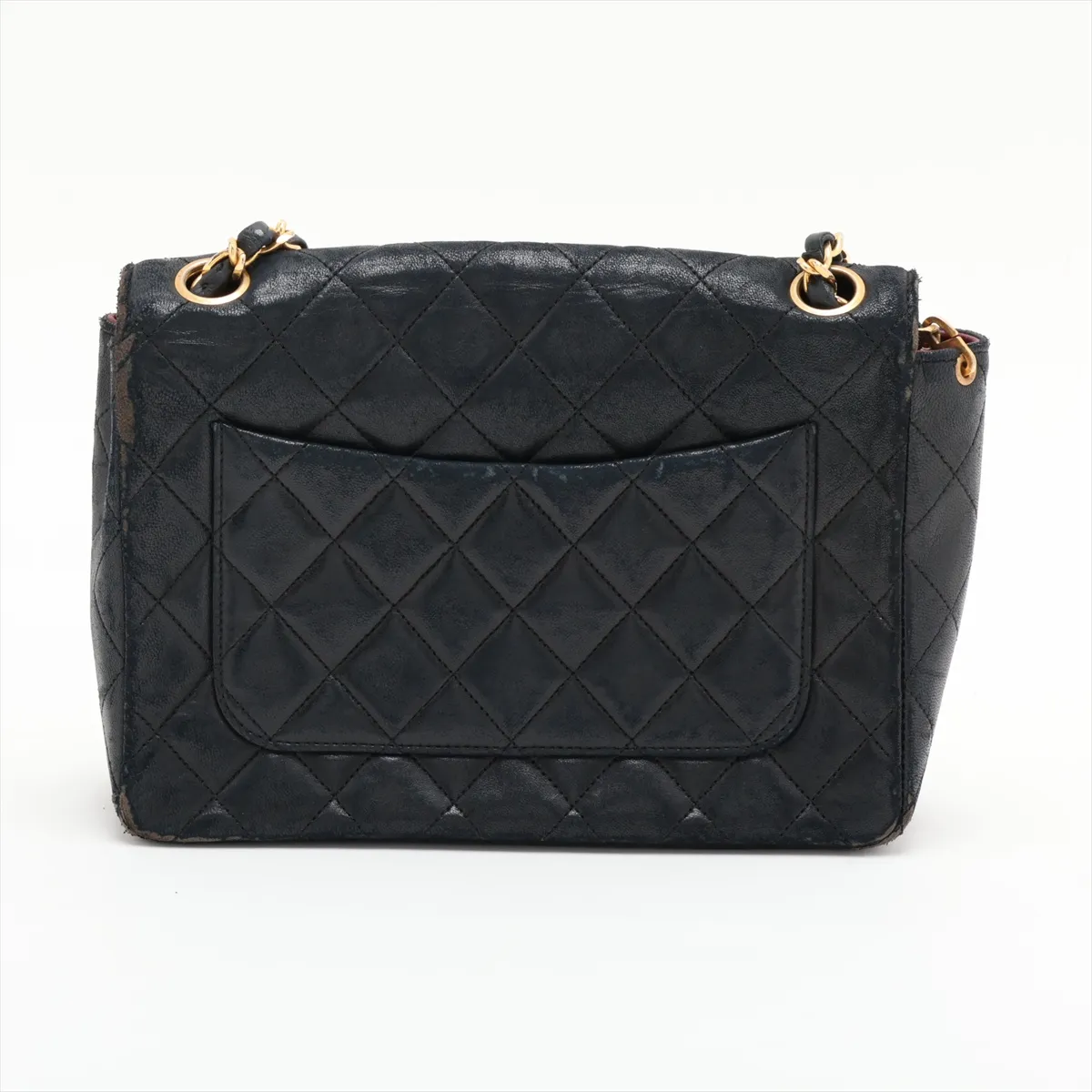Matelassé Lambskin Single Flap Single Chain Bag, Black with Gold Hardware — view 2