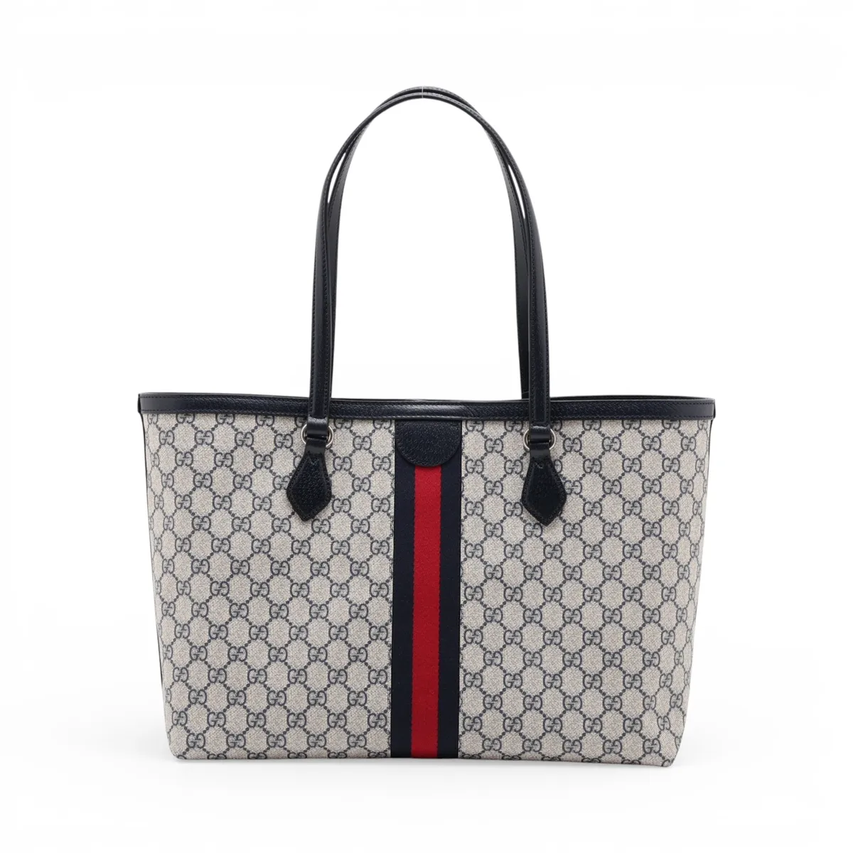 GG Supreme Ophidia PVC x Leather Tote Bag, Navy, 631685 — view 2