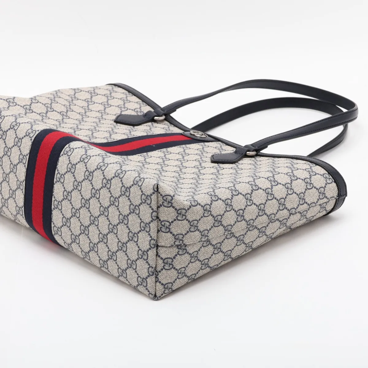 GG Supreme Ophidia PVC x Leather Tote Bag, Navy, 631685 — view 3