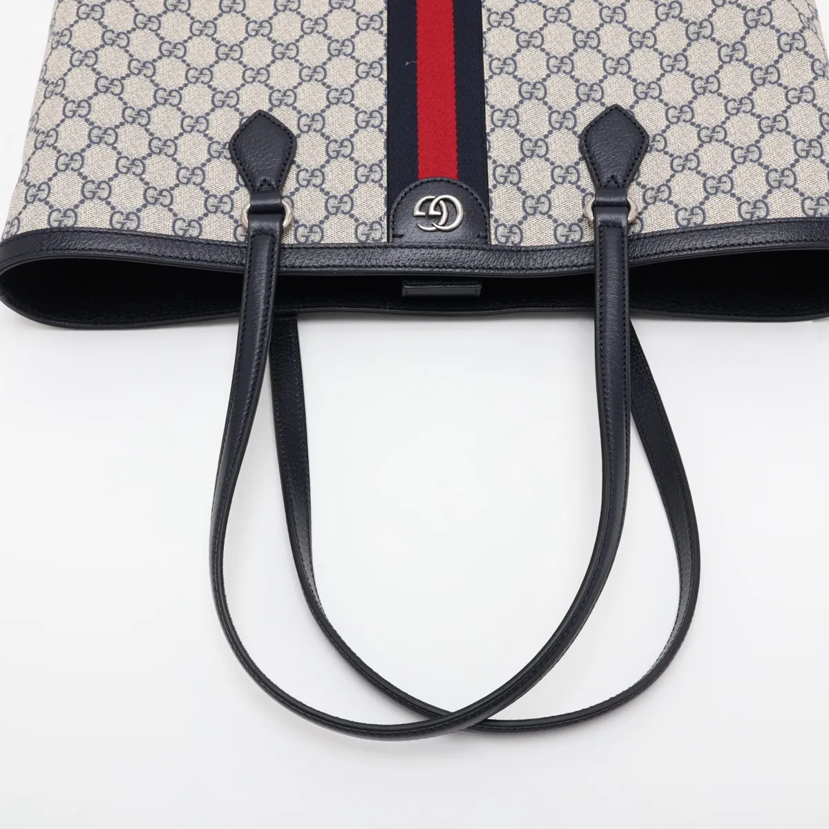 GG Supreme Ophidia PVC x Leather Tote Bag, Navy, 631685 — view 5