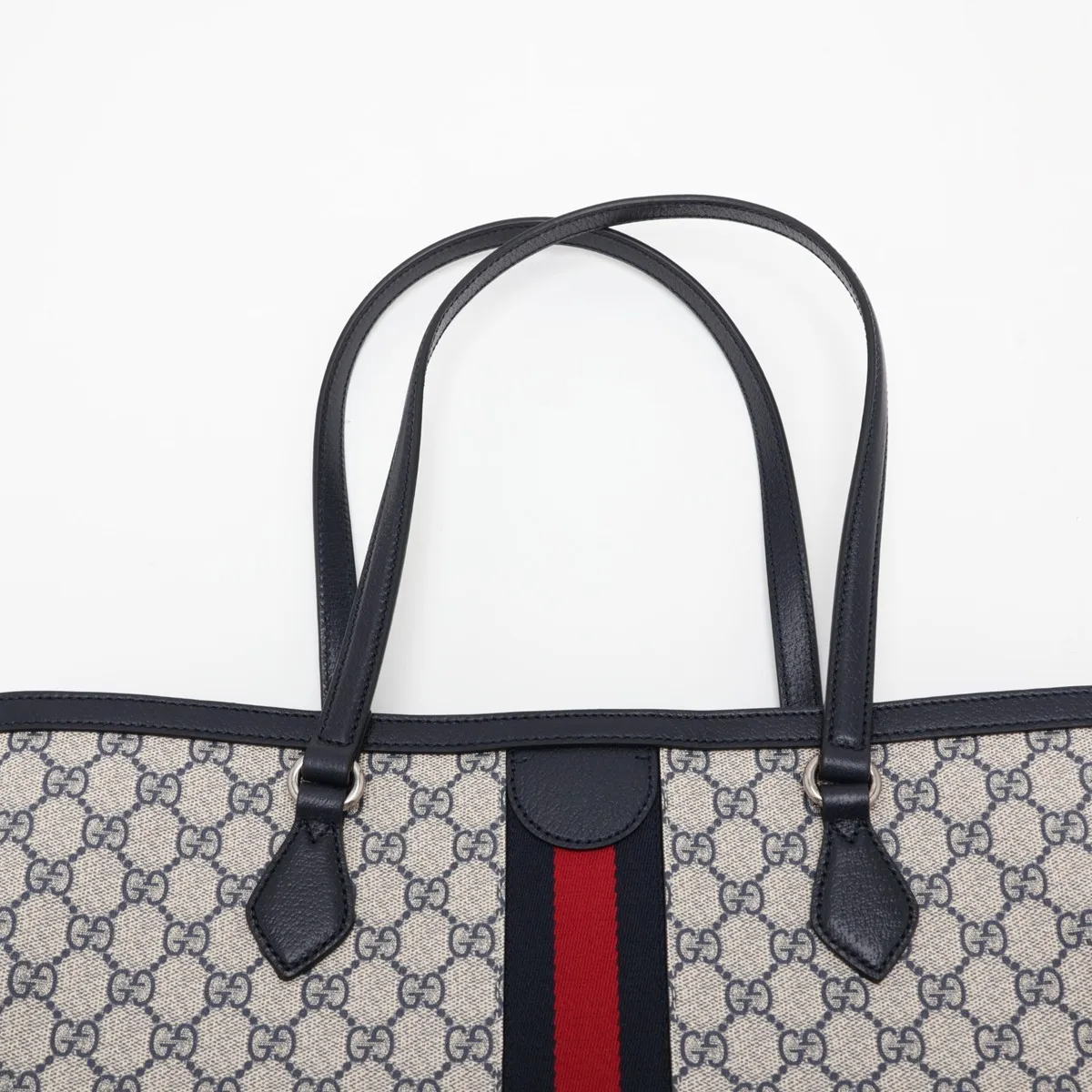 GG Supreme Ophidia PVC x Leather Tote Bag, Navy, 631685 — view 6