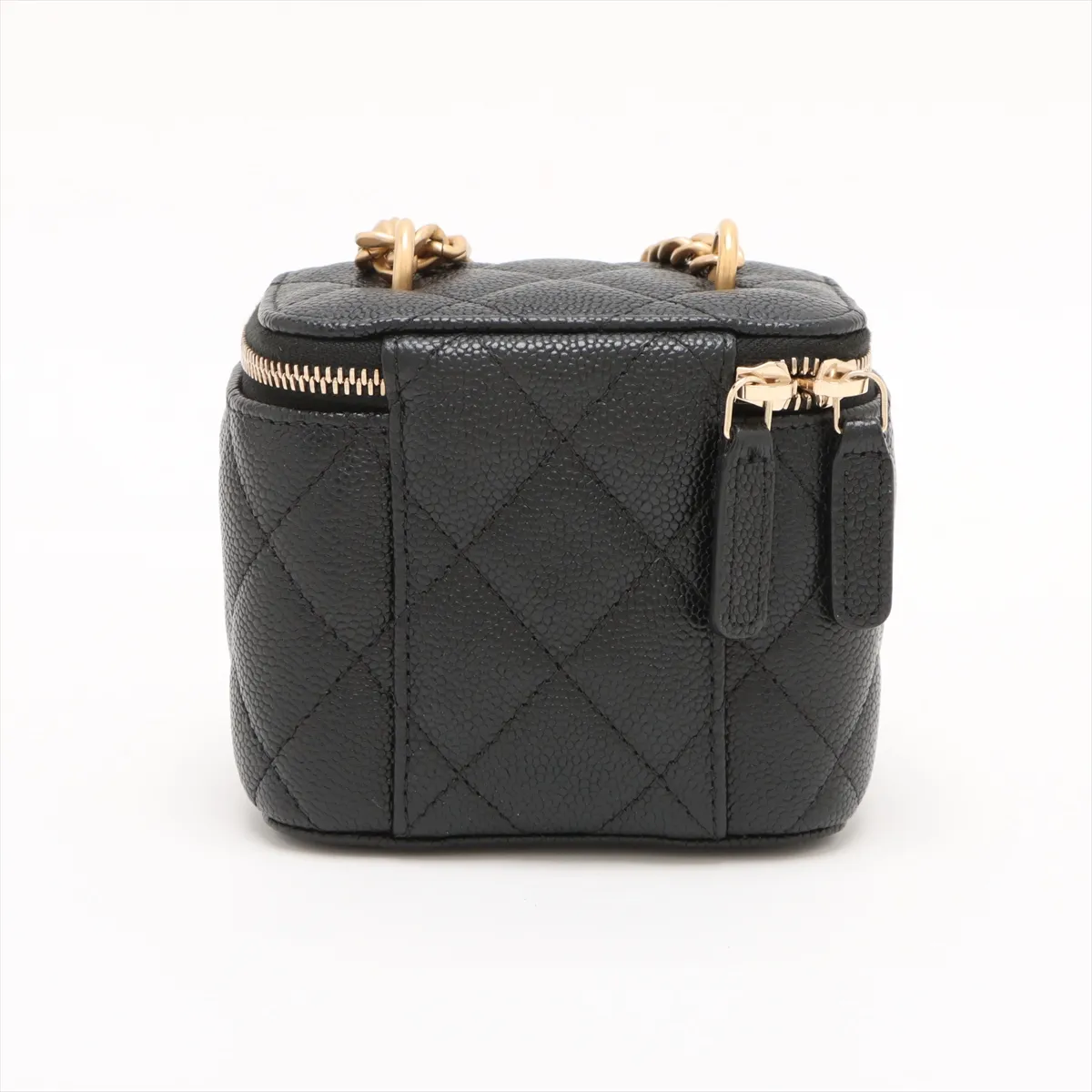 Matelasse Caviar Skin Chain Shoulder Bag Vanity Black Gold Hardware T40XTT1C Random Serial — view 2