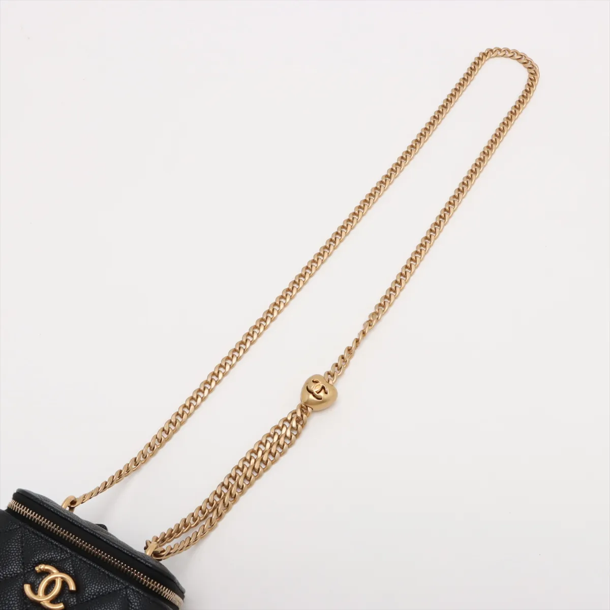 Matelasse Caviar Skin Chain Shoulder Bag Vanity Black Gold Hardware T40XTT1C Random Serial — view 5