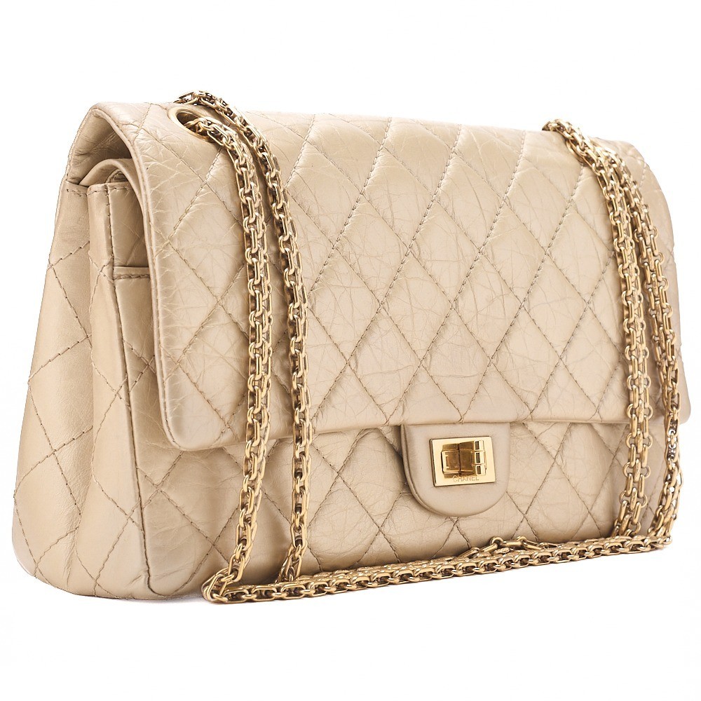 Vintage calfskin 2.55 lock double flap 2.55 chain shoulder bag — view 3