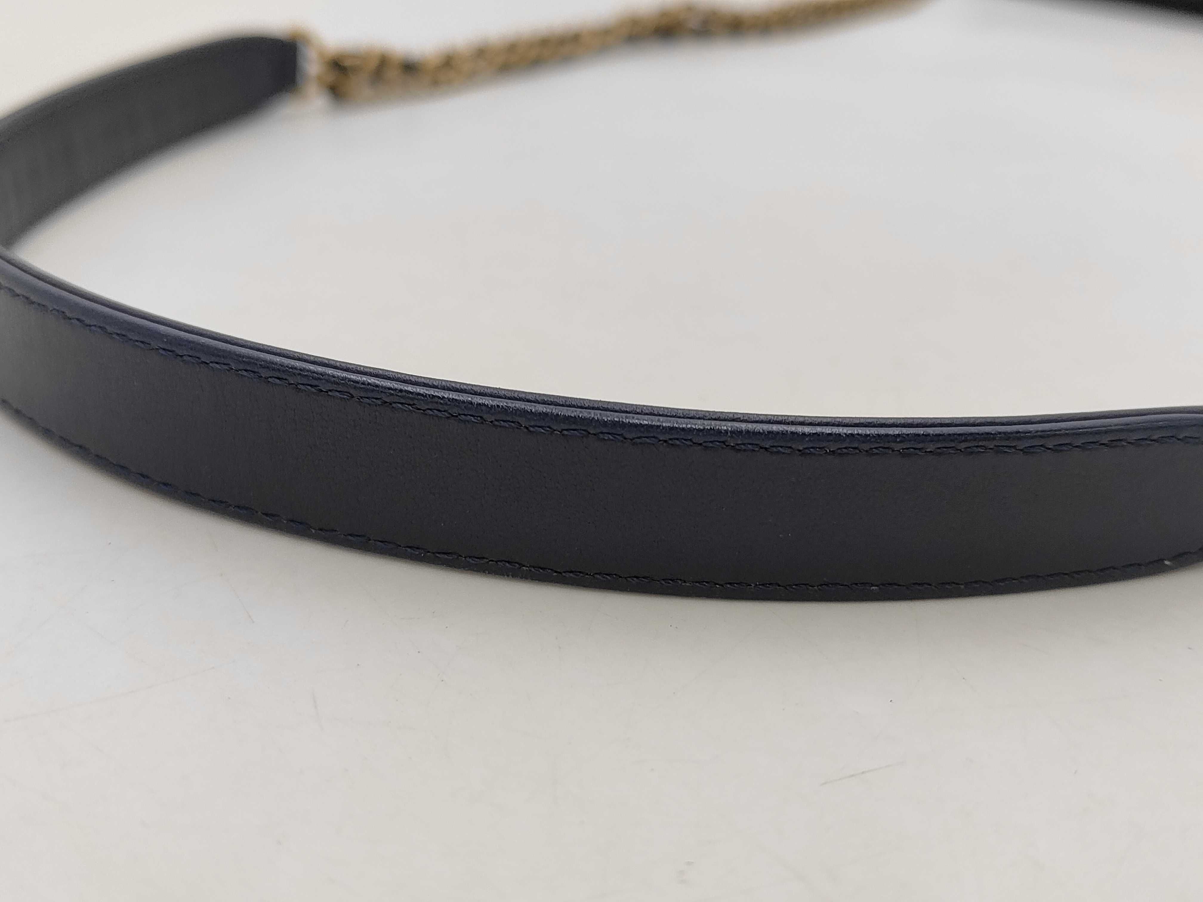 Matelassé Pearl Coco Lambskin Chain Shoulder Bag with Gold Hardware, Serial Number Plate, AS2563, Navy Shoulder Bag — view 6