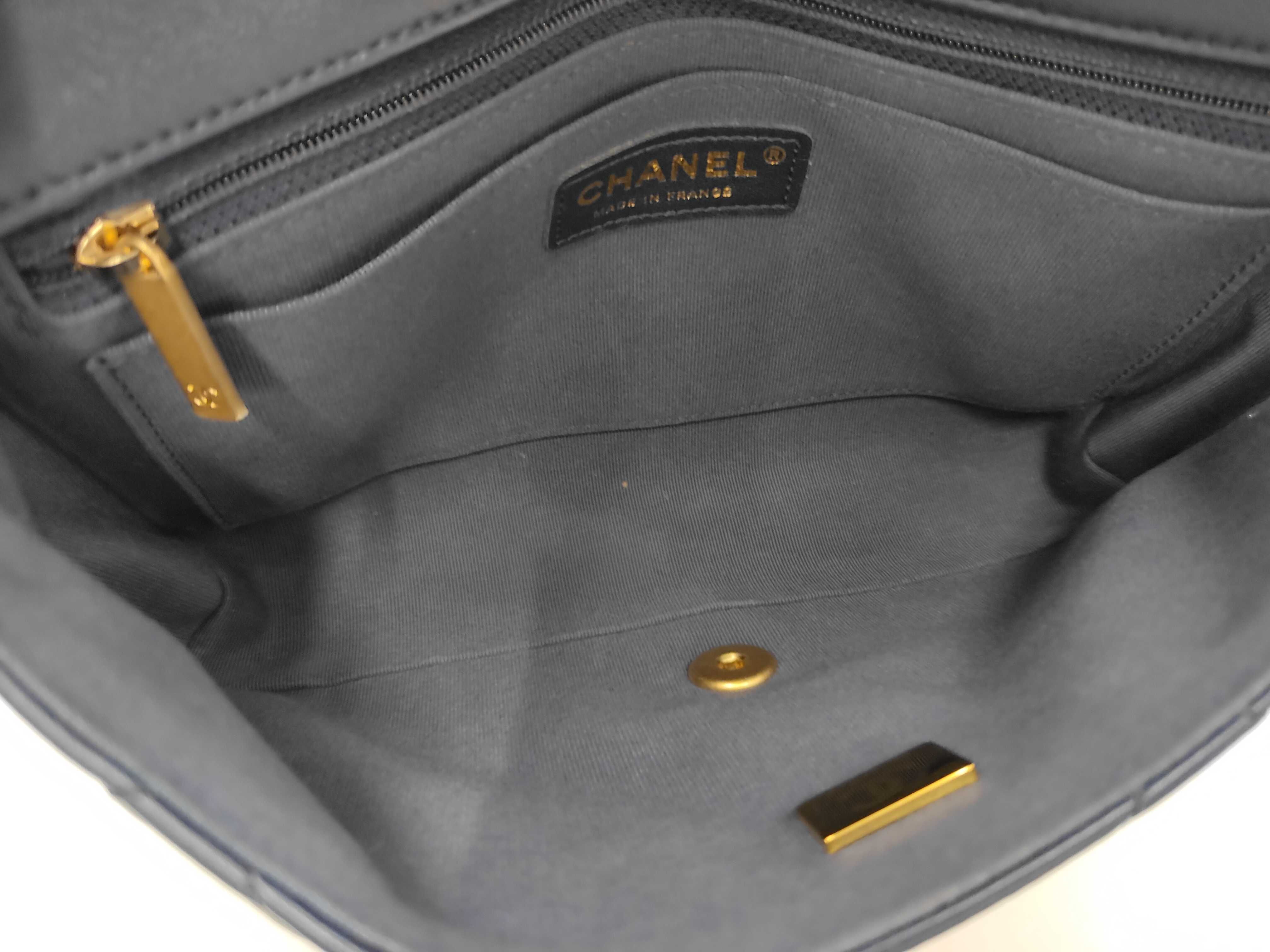 Matelassé Pearl Coco Lambskin Chain Shoulder Bag with Gold Hardware, Serial Number Plate, AS2563, Navy Shoulder Bag — view 10