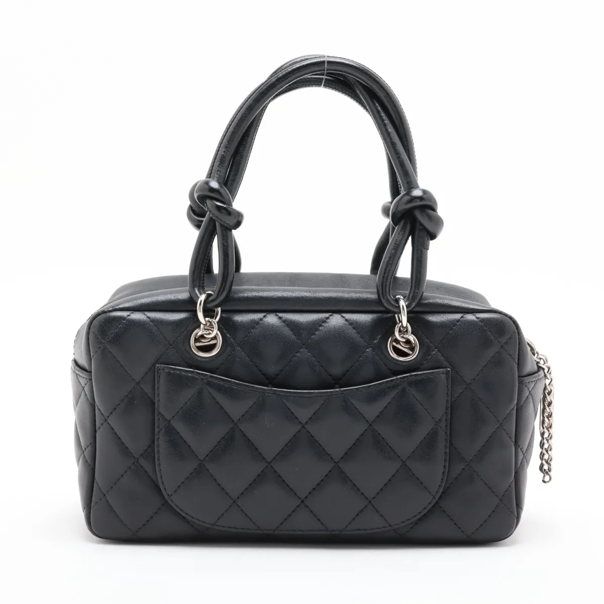 Cambon Line Lambskin Handbag, Black with Silver Hardware, 10026529 (Serial Number in the 10s) — view 2