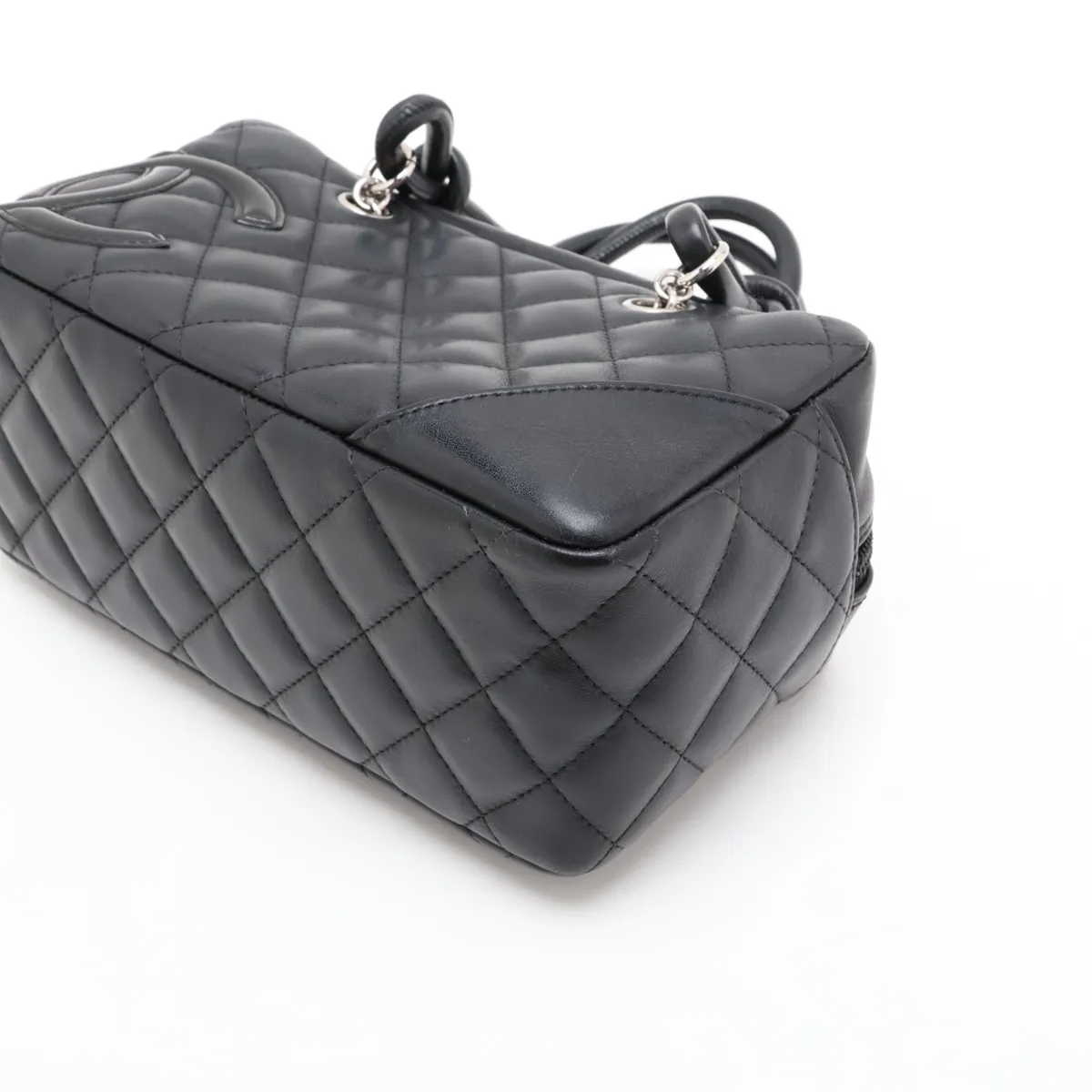 Cambon Line Lambskin Handbag, Black with Silver Hardware, 10026529 (Serial Number in the 10s) — view 3