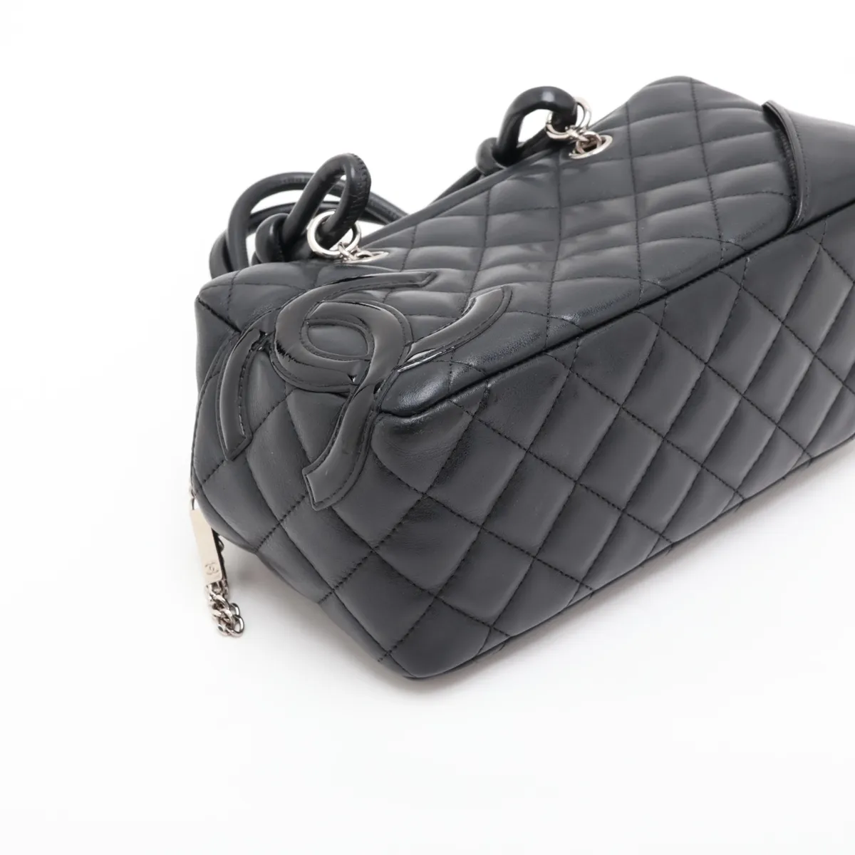 Cambon Line Lambskin Handbag, Black with Silver Hardware, 10026529 (Serial Number in the 10s) — view 4