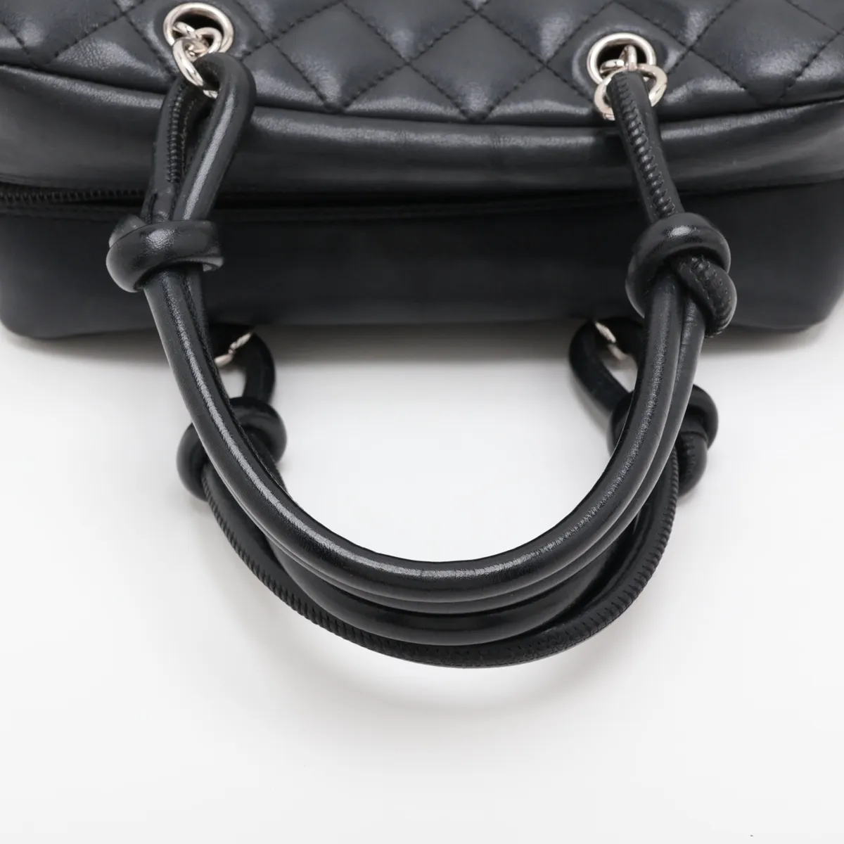 Cambon Line Lambskin Handbag, Black with Silver Hardware, 10026529 (Serial Number in the 10s) — view 5