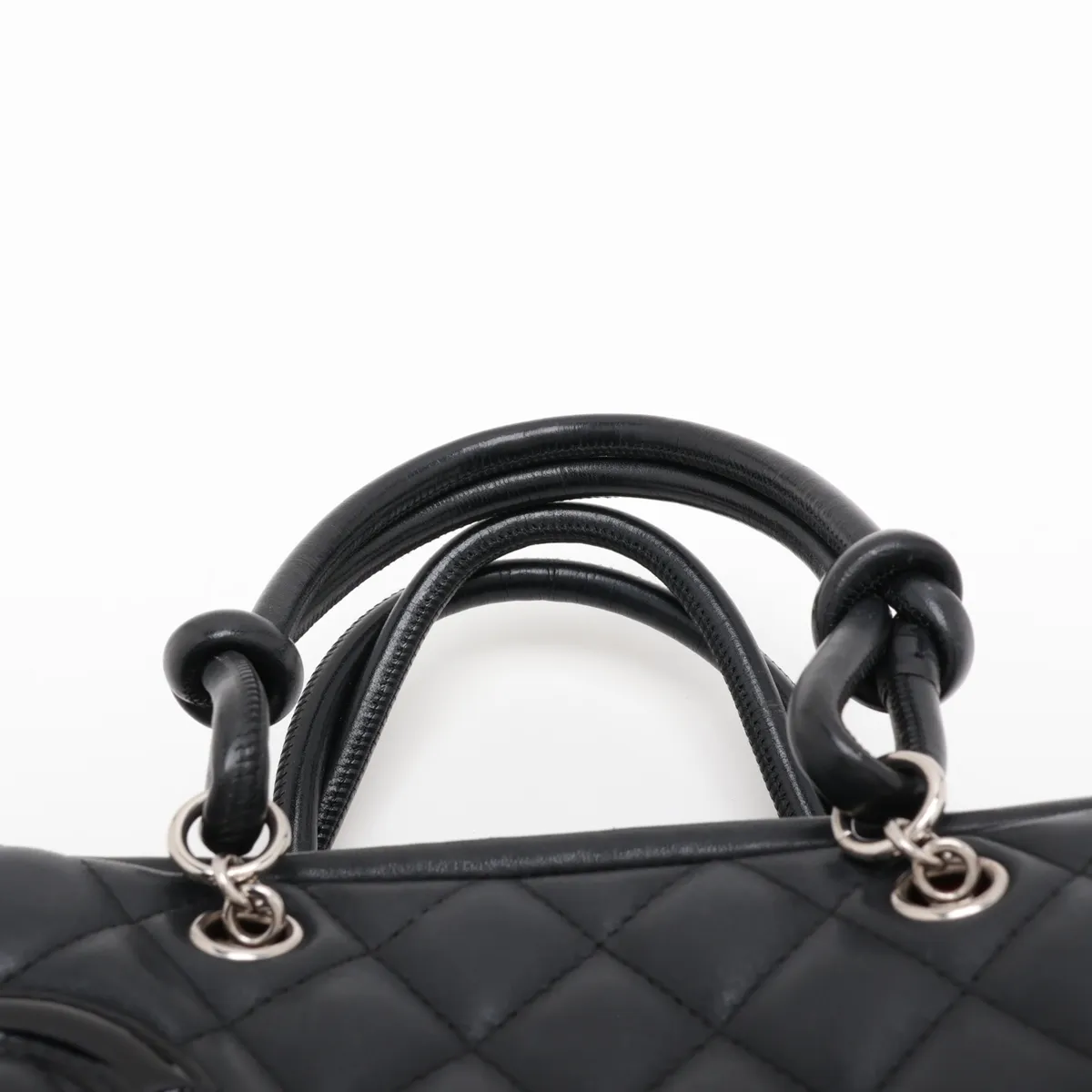 Cambon Line Lambskin Handbag, Black with Silver Hardware, 10026529 (Serial Number in the 10s) — view 6
