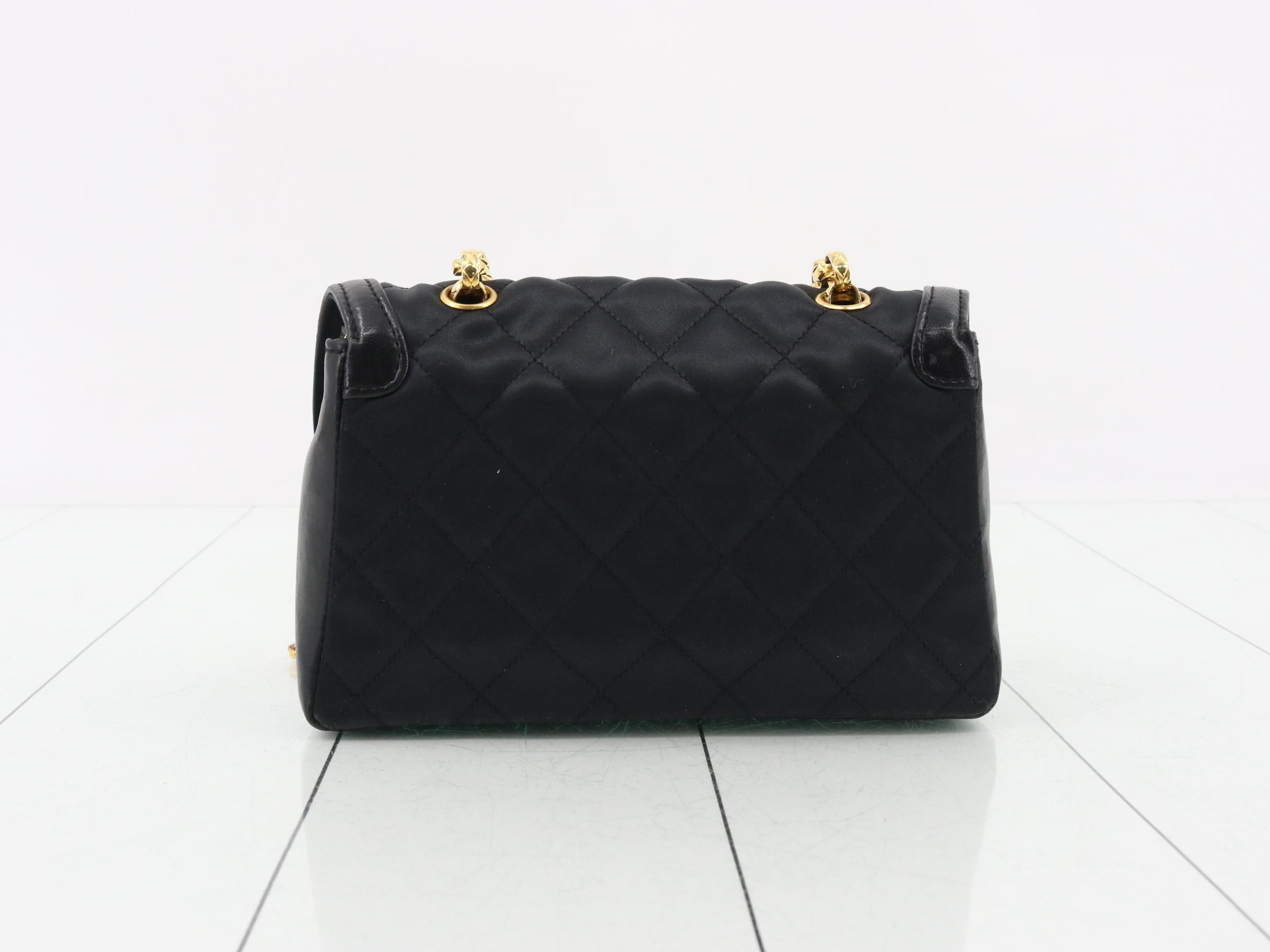 Satin Matelassé Chain Shoulder Bag — view 2