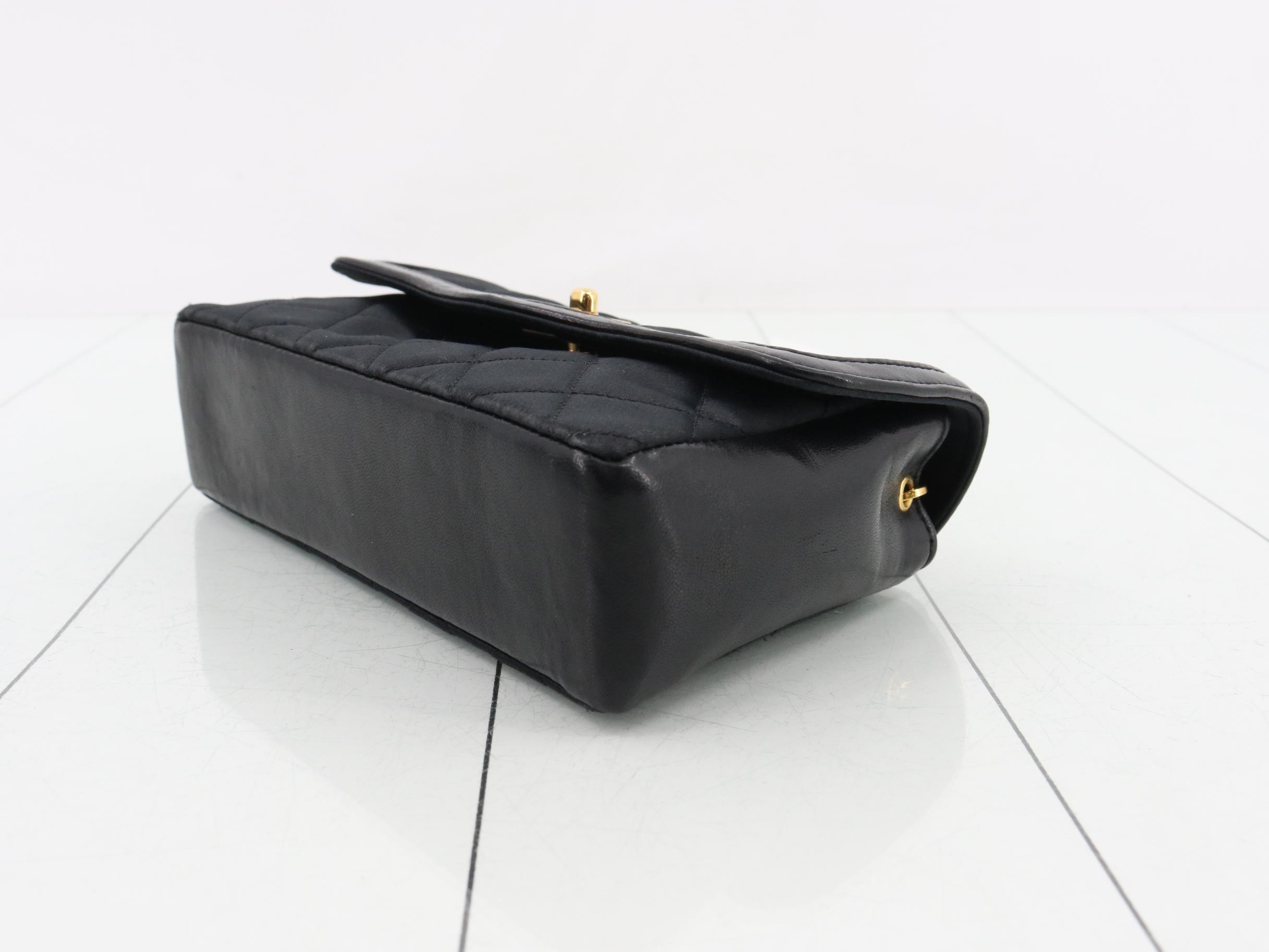 Satin Matelassé Chain Shoulder Bag — view 6