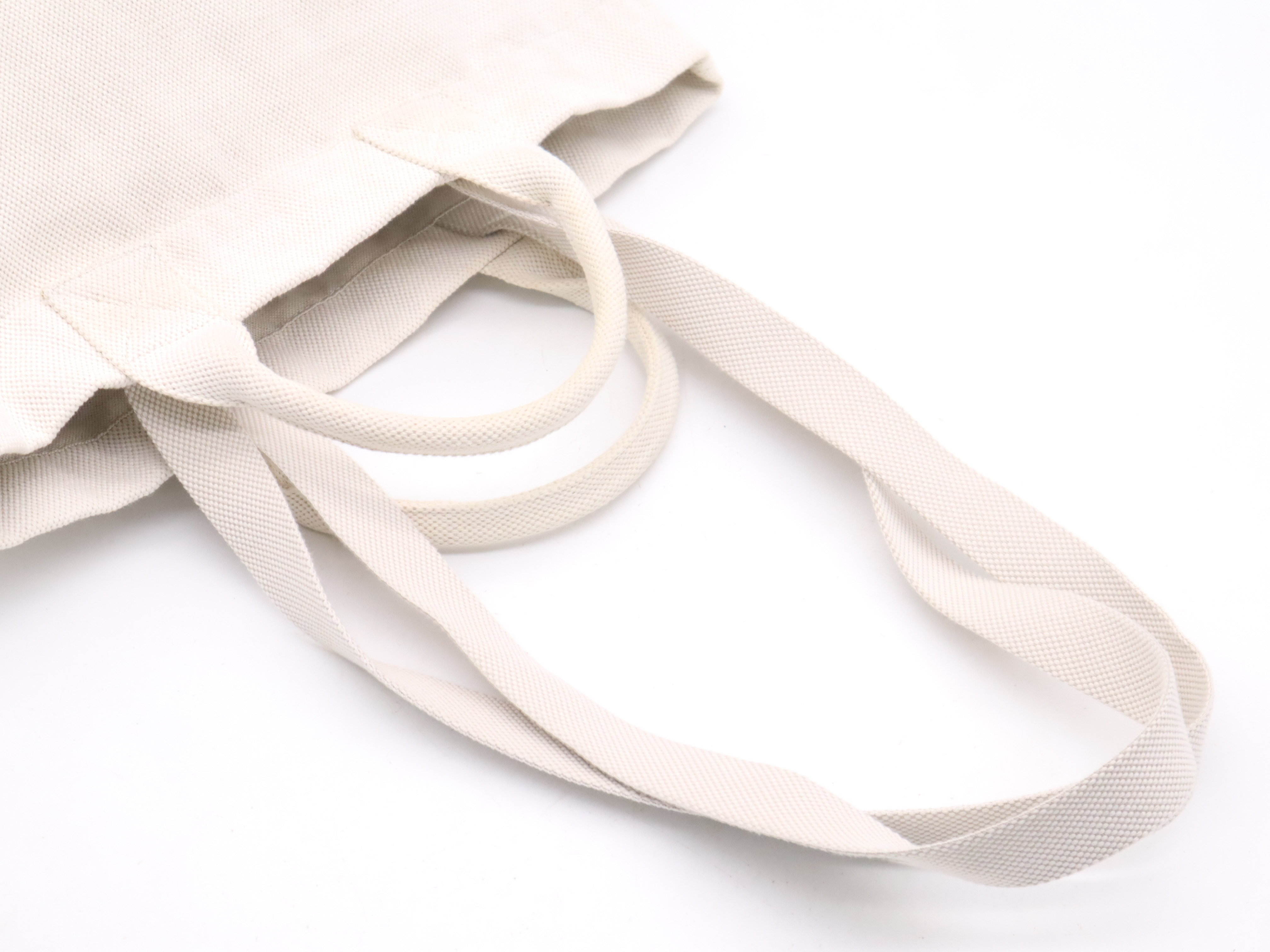 782741 Canvas Sherry Line 2-Way Tote Bag White Silver Hardware Tote Bag — view 6