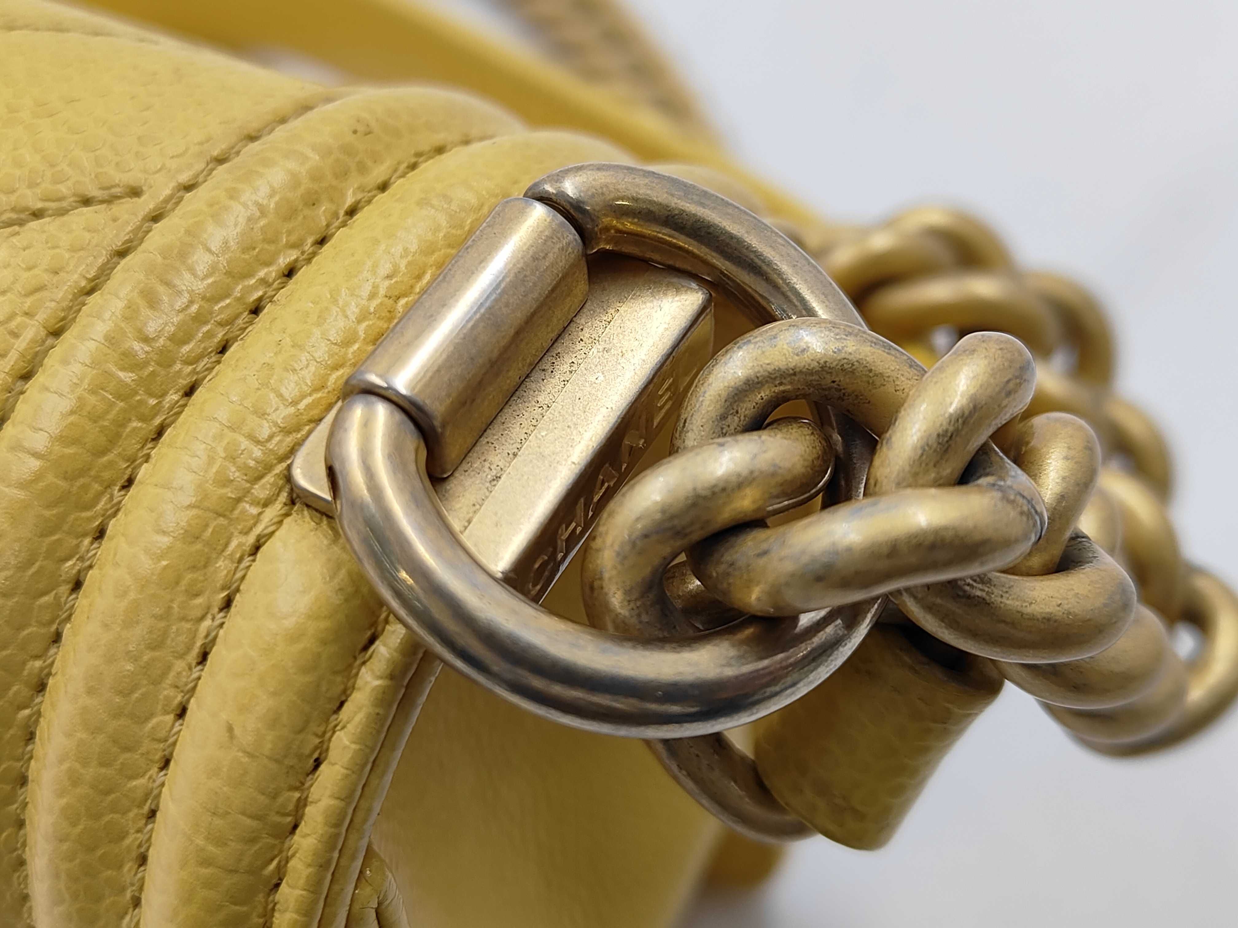 Boy Chanel 20 Chain Shoulder Bag, Caviar Yellow — view 13