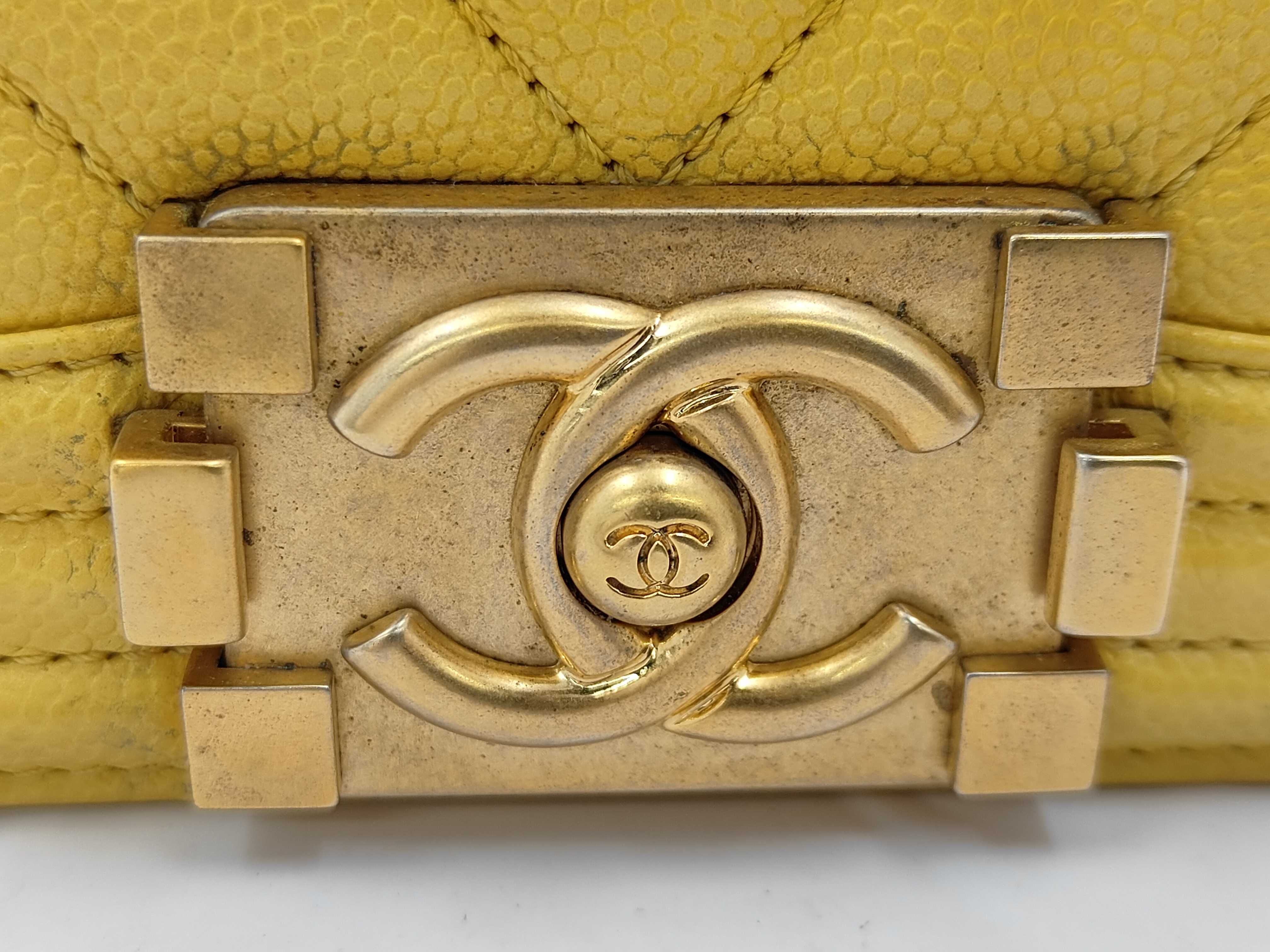 Boy Chanel 20 Chain Shoulder Bag, Caviar Yellow — view 14