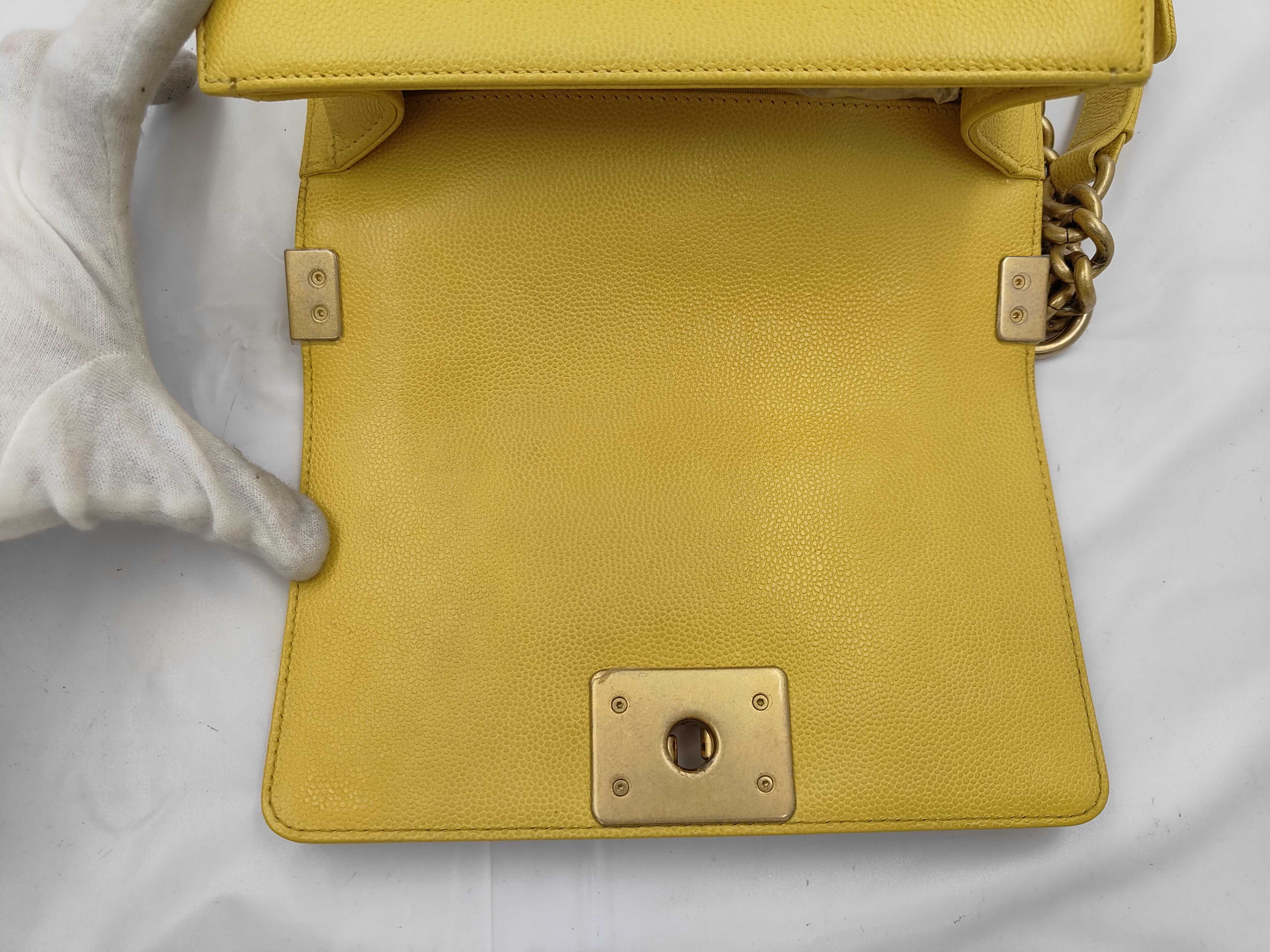 Boy Chanel 20 Chain Shoulder Bag, Caviar Yellow — view 6