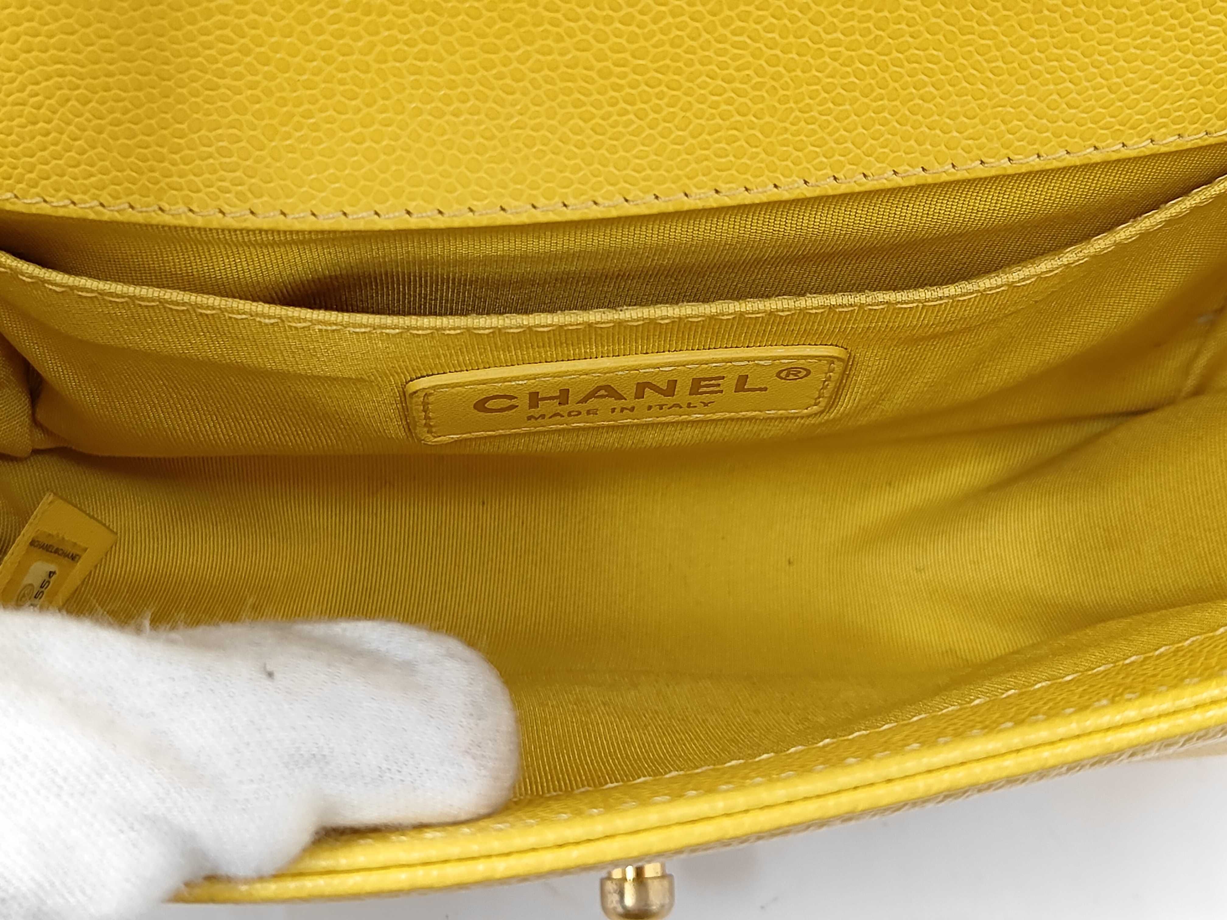 Boy Chanel 20 Chain Shoulder Bag, Caviar Yellow — view 10