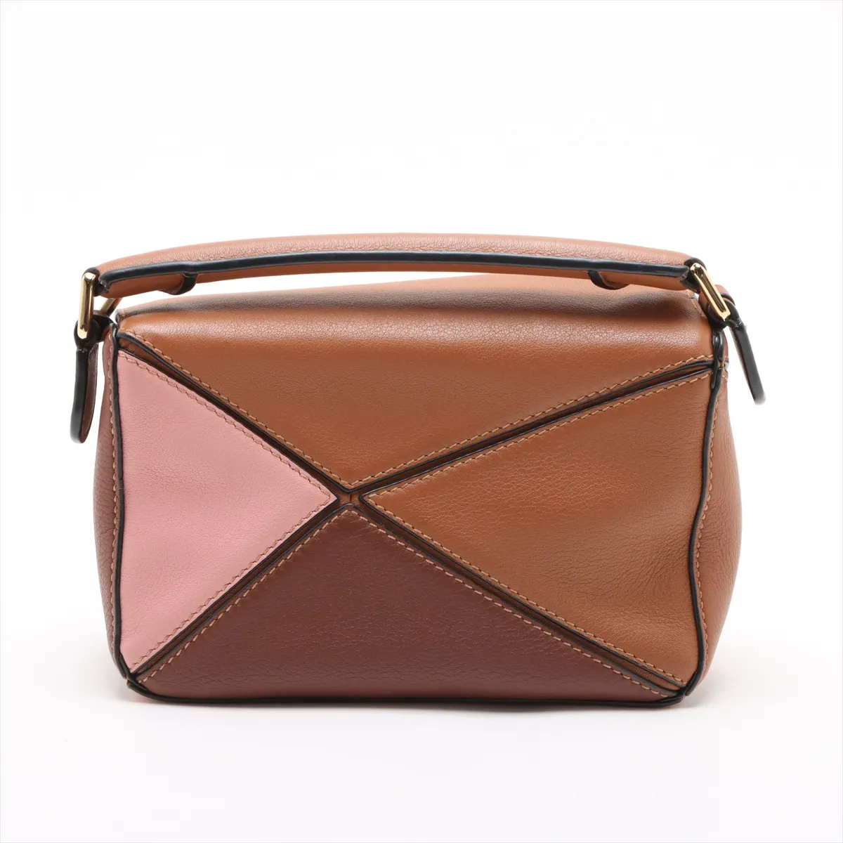 Mini Puzzle Bag Leather 2WAY Handbag Brown x Pink — view 2