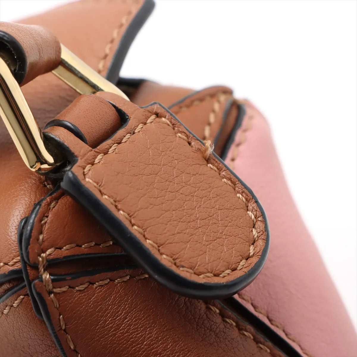 Mini Puzzle Bag Leather 2WAY Handbag Brown x Pink — view 11