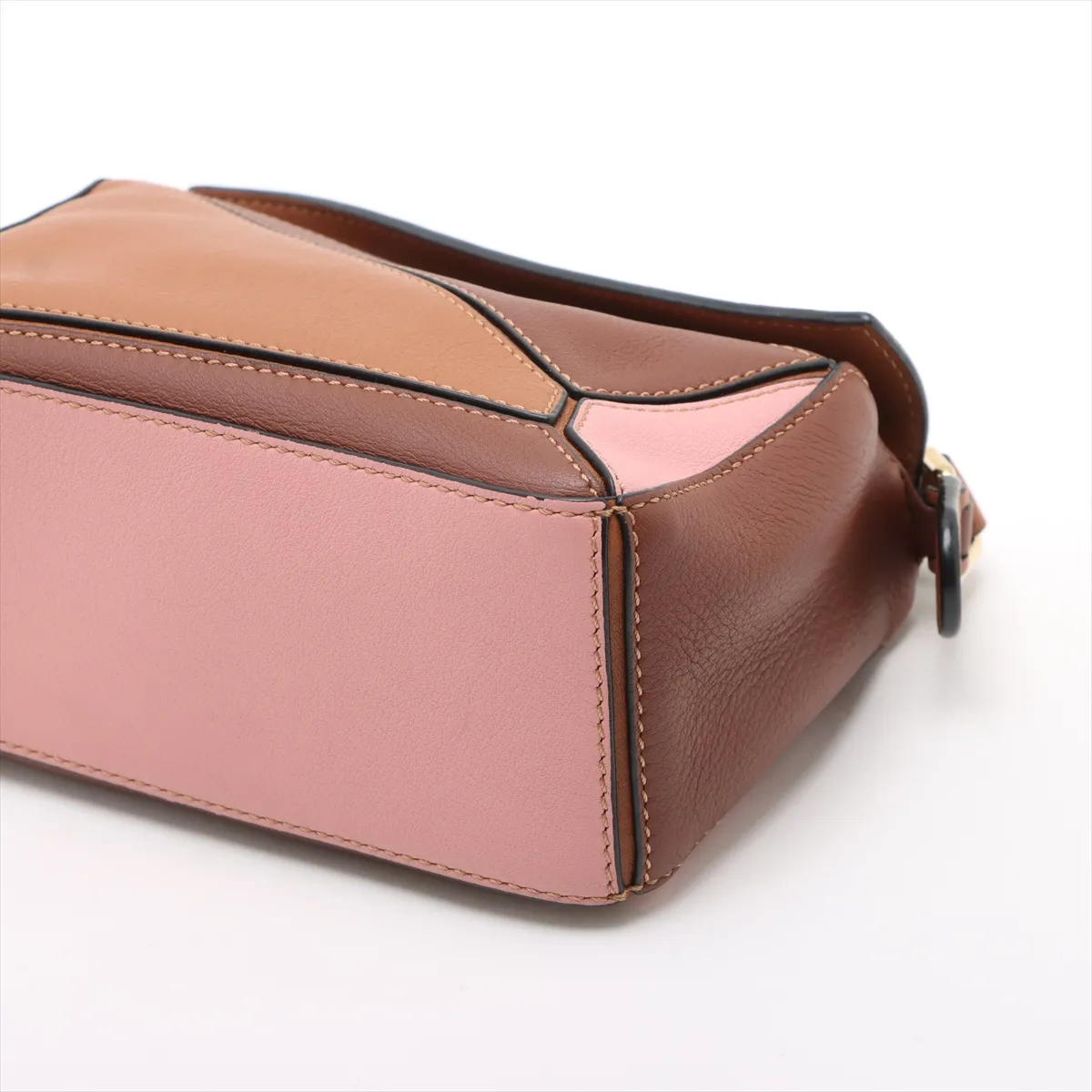 Mini Puzzle Bag Leather 2WAY Handbag Brown x Pink — view 3