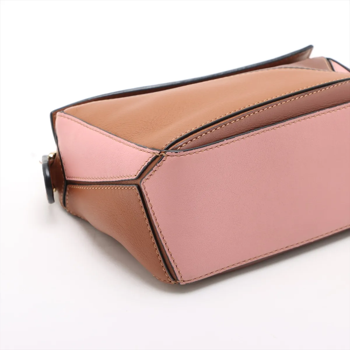 Mini Puzzle Bag Leather 2WAY Handbag Brown x Pink — view 4