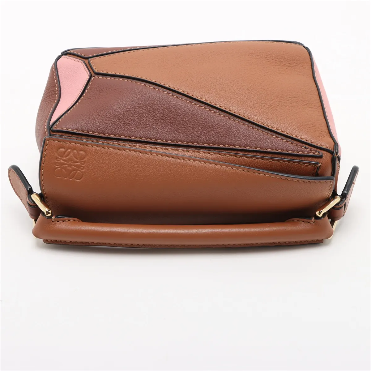 Mini Puzzle Bag Leather 2WAY Handbag Brown x Pink — view 5