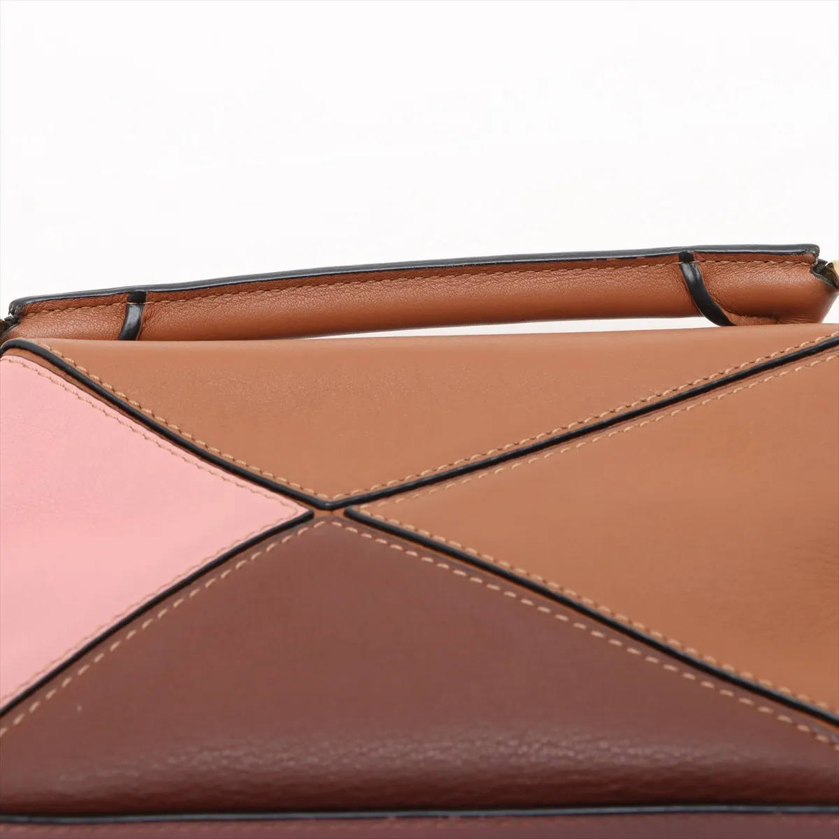 Mini Puzzle Bag Leather 2WAY Handbag Brown x Pink — view 6