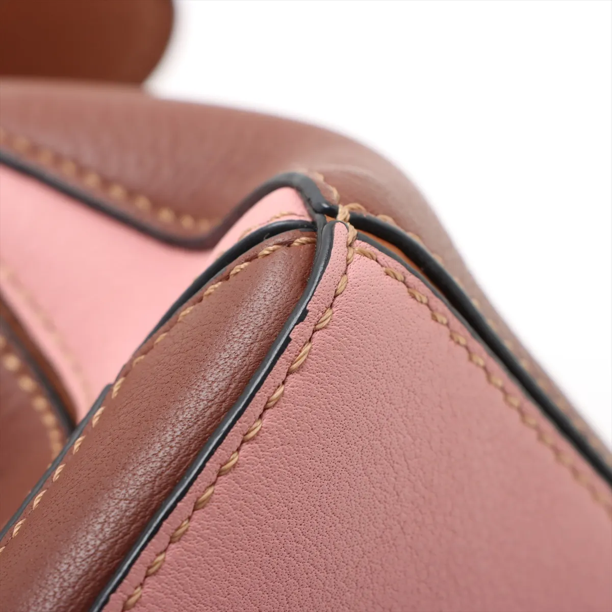 Mini Puzzle Bag Leather 2WAY Handbag Brown x Pink — view 10