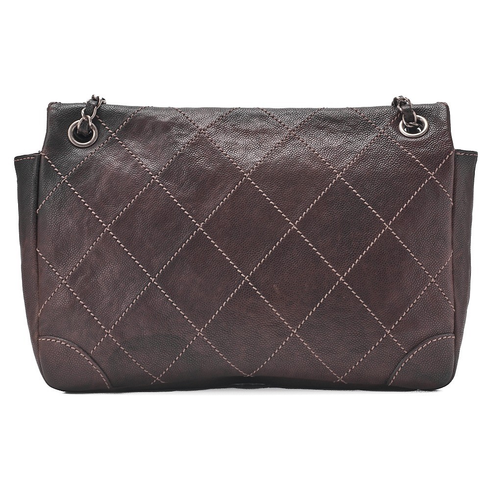 Caviar Skin Wild Stitch Single Chain Shoulder Bag, Black — view 2