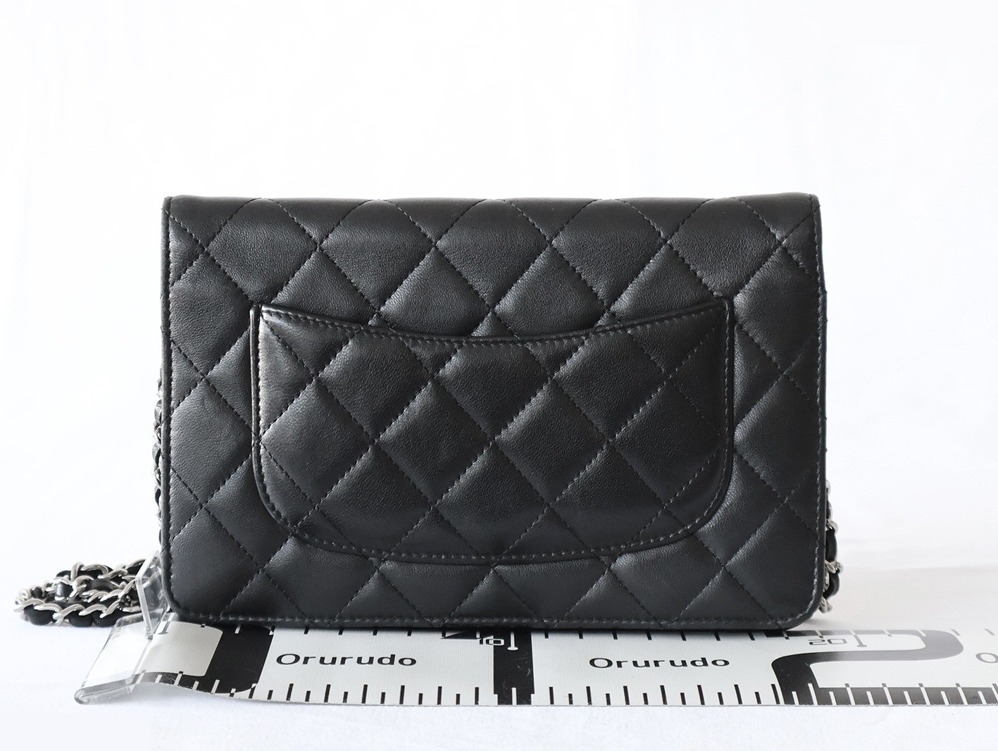Lambskin Matelassé Chain Wallet Shoulder Bag, Black — view 2