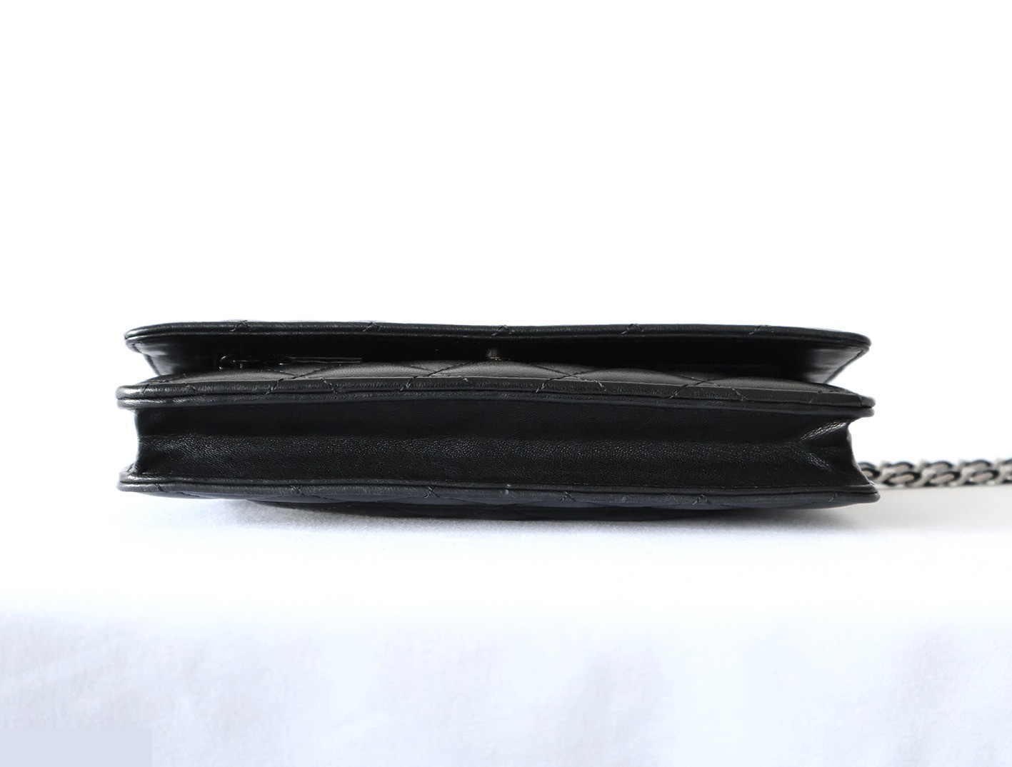 Lambskin Matelassé Chain Wallet Shoulder Bag, Black — view 5