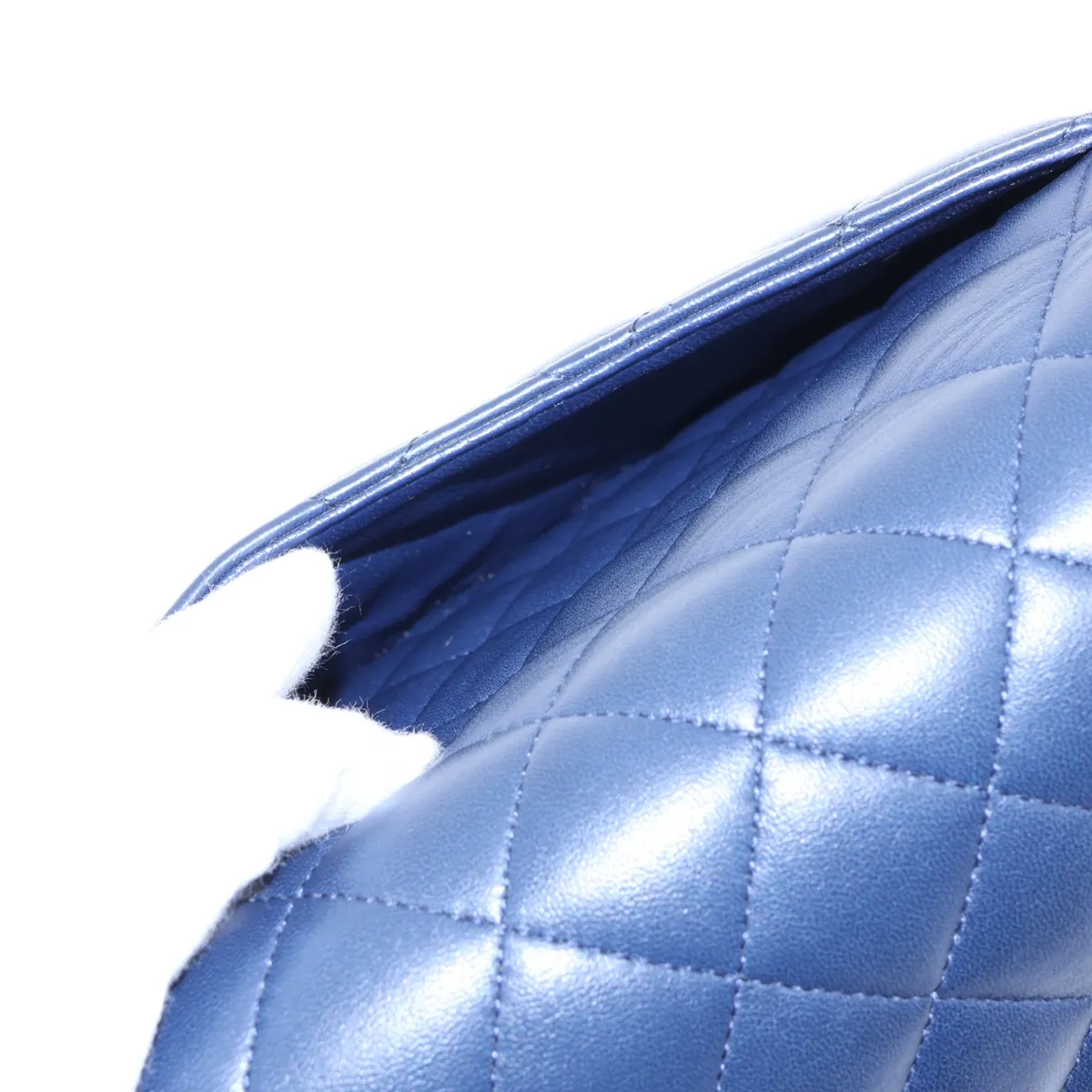 [Individually packaged] Chanel Matelassé 25 Lambskin Double Flap Double Chain Bag, Navy, Silver Hardware, 22517921, Serial Number 22, A01112 — view 11
