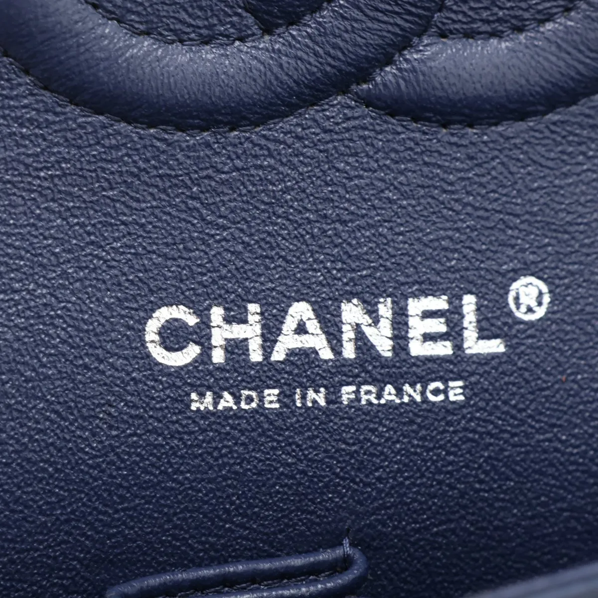 [Individually packaged] Chanel Matelassé 25 Lambskin Double Flap Double Chain Bag, Navy, Silver Hardware, 22517921, Serial Number 22, A01112 — view 12