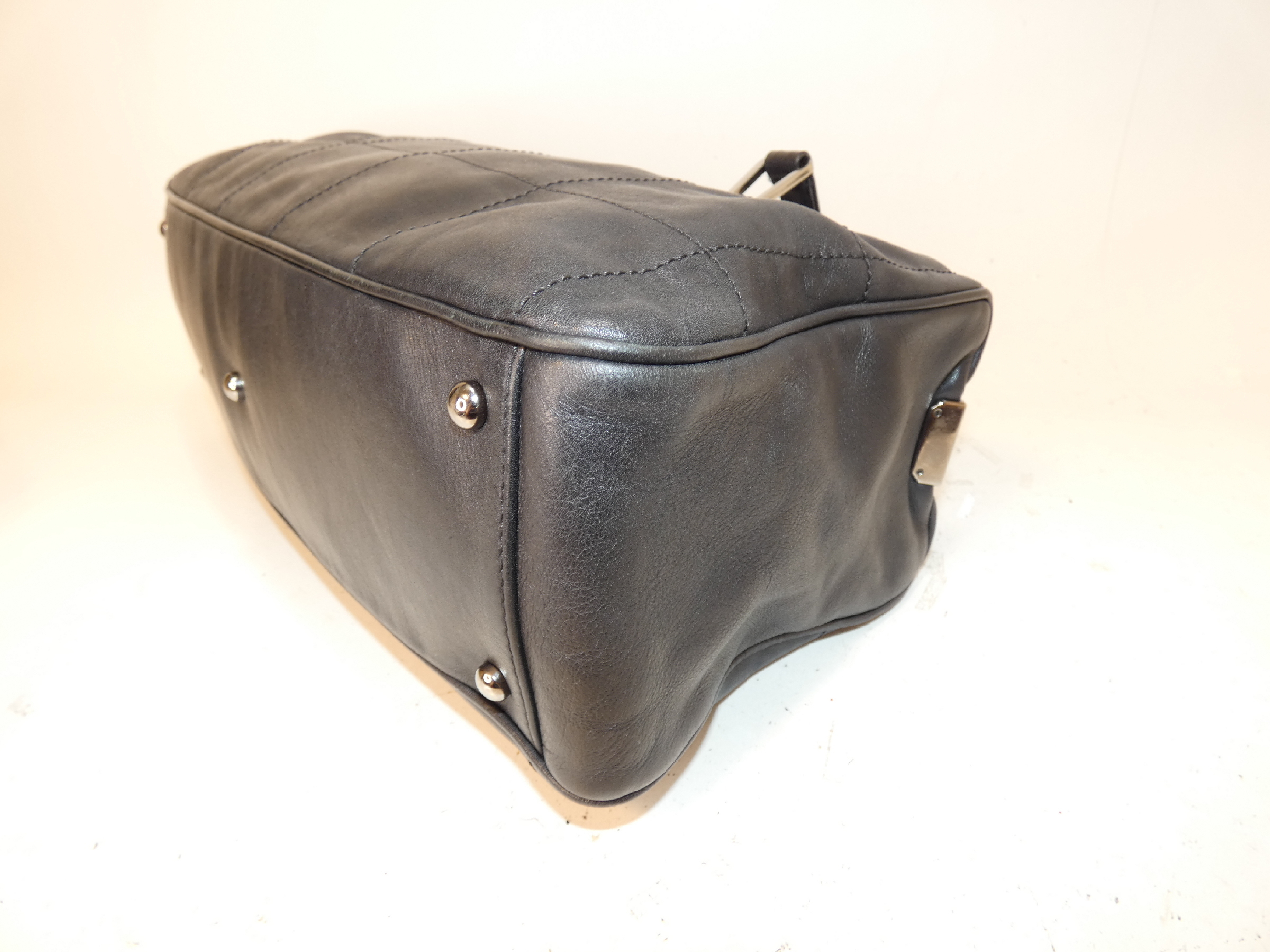 Chocolate Bar Black Leather Boston Handbag — view 8