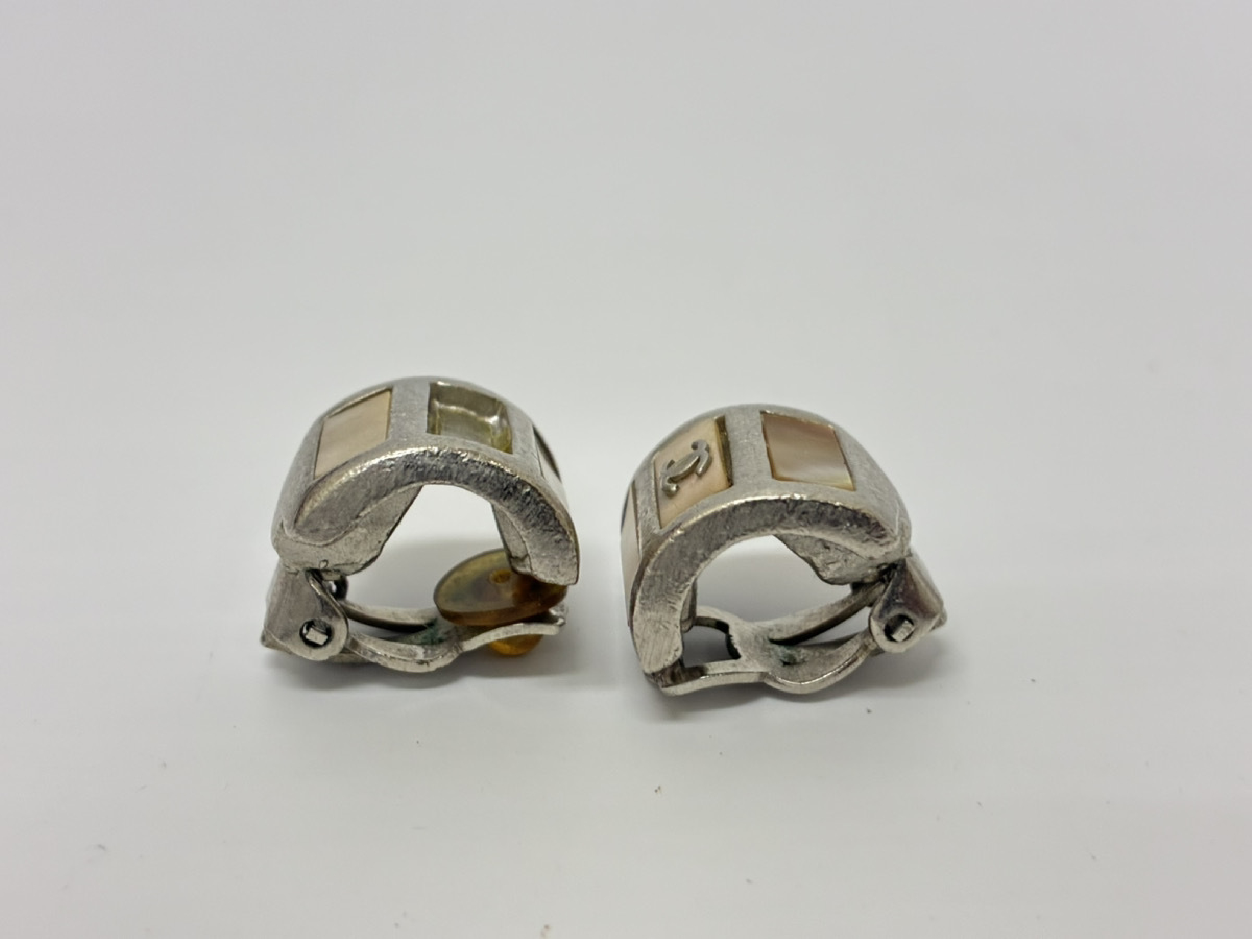 Coco Mark Shell Silver Earrings — view 2