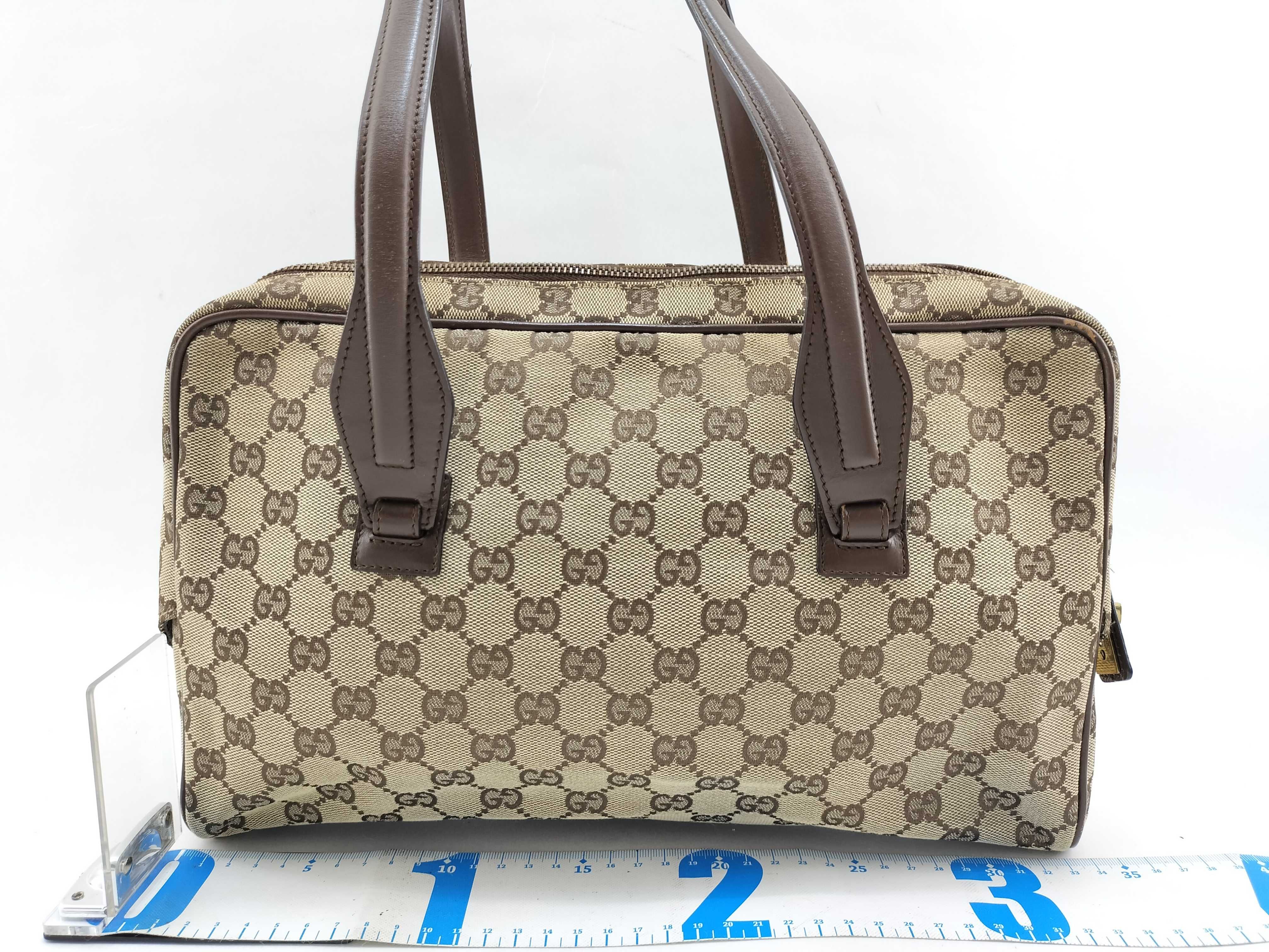 GG Canvas Leather Tote Bag, Beige x Brown Shoulder Bag — view 2