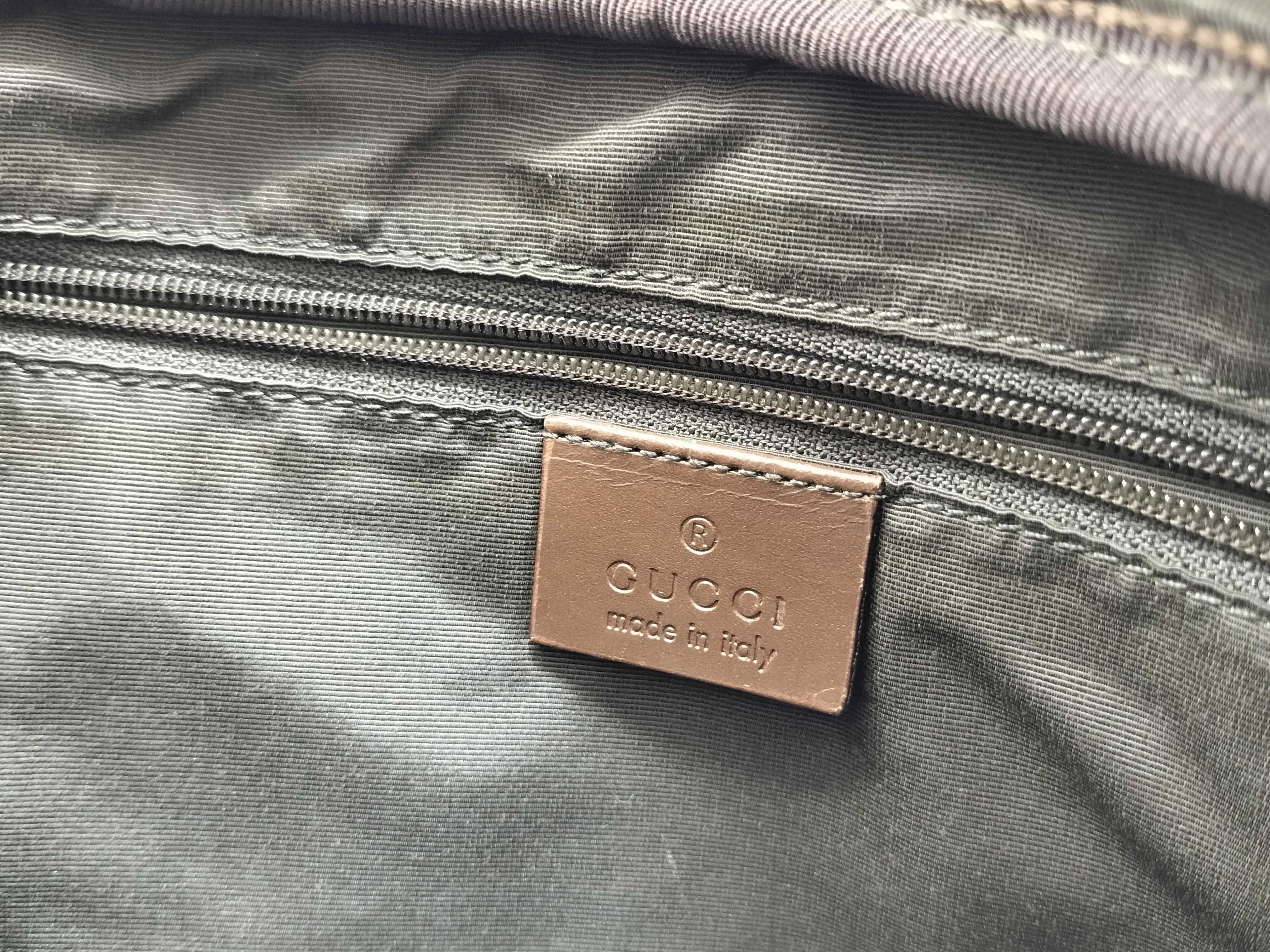 GG Canvas Leather Tote Bag, Beige x Brown Shoulder Bag — view 12