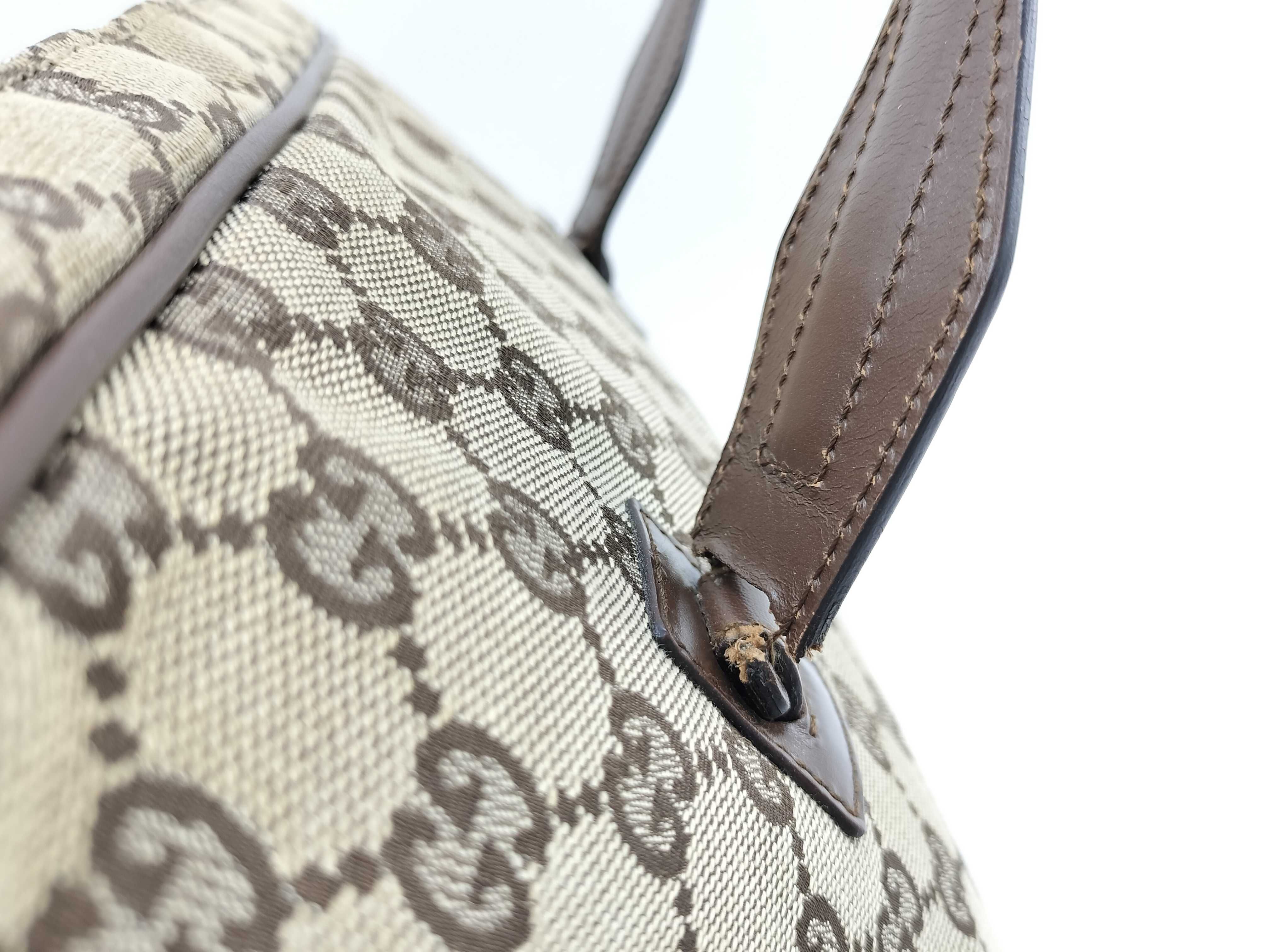 GG Canvas Leather Tote Bag, Beige x Brown Shoulder Bag — view 4